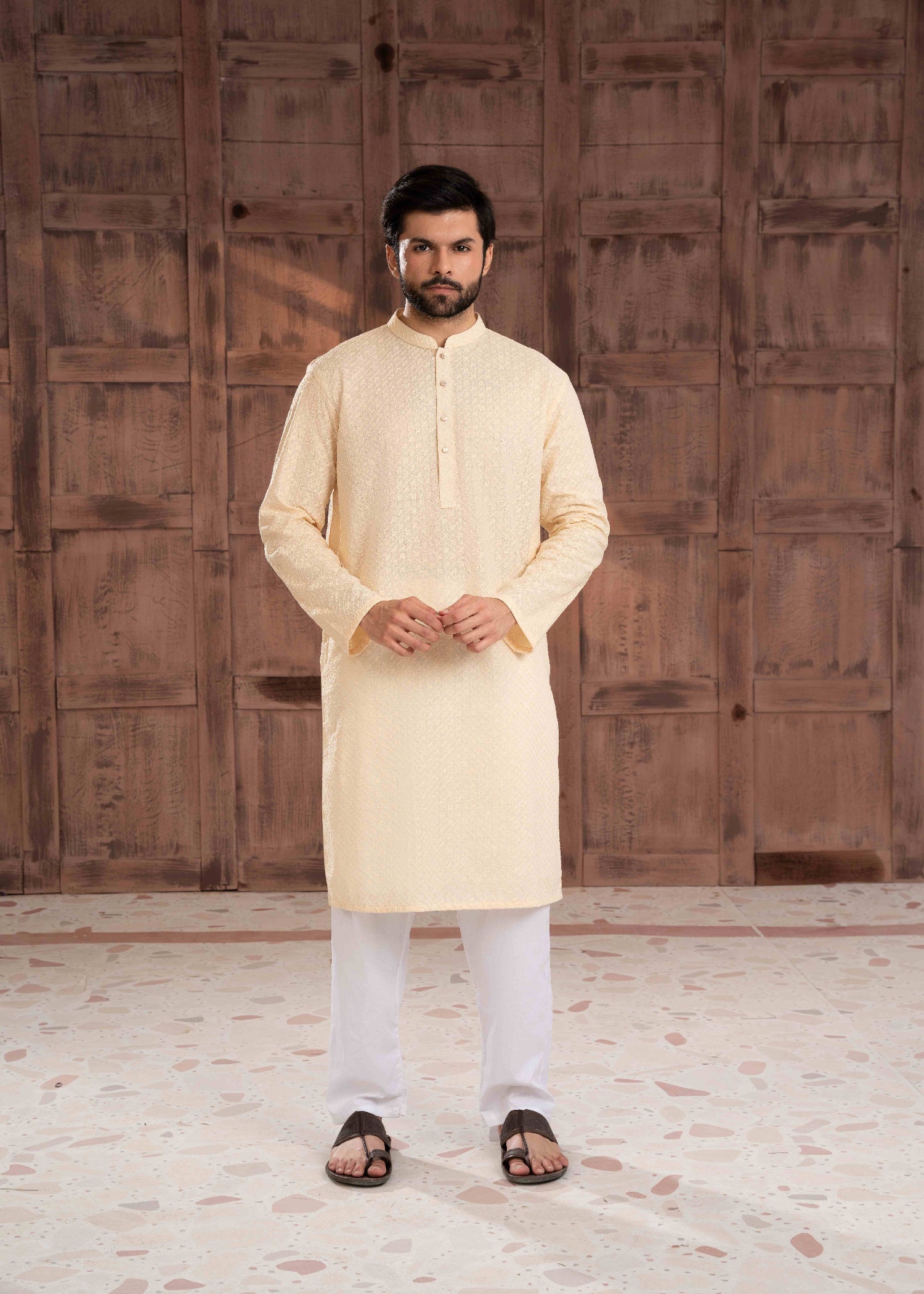 chikankari cotton Kurta in Cream