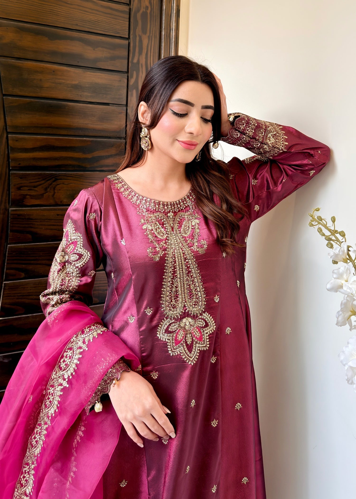 silk Maxi in Thulian pink