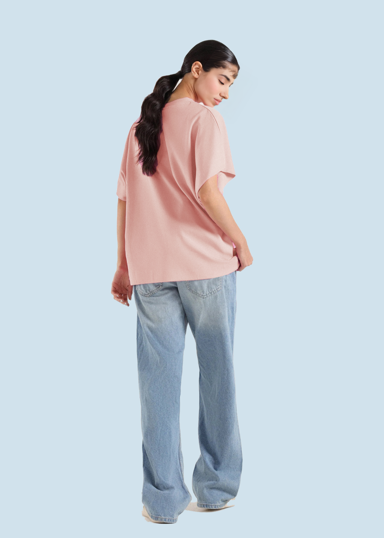 single jersey knit T Shirt in Rose pink