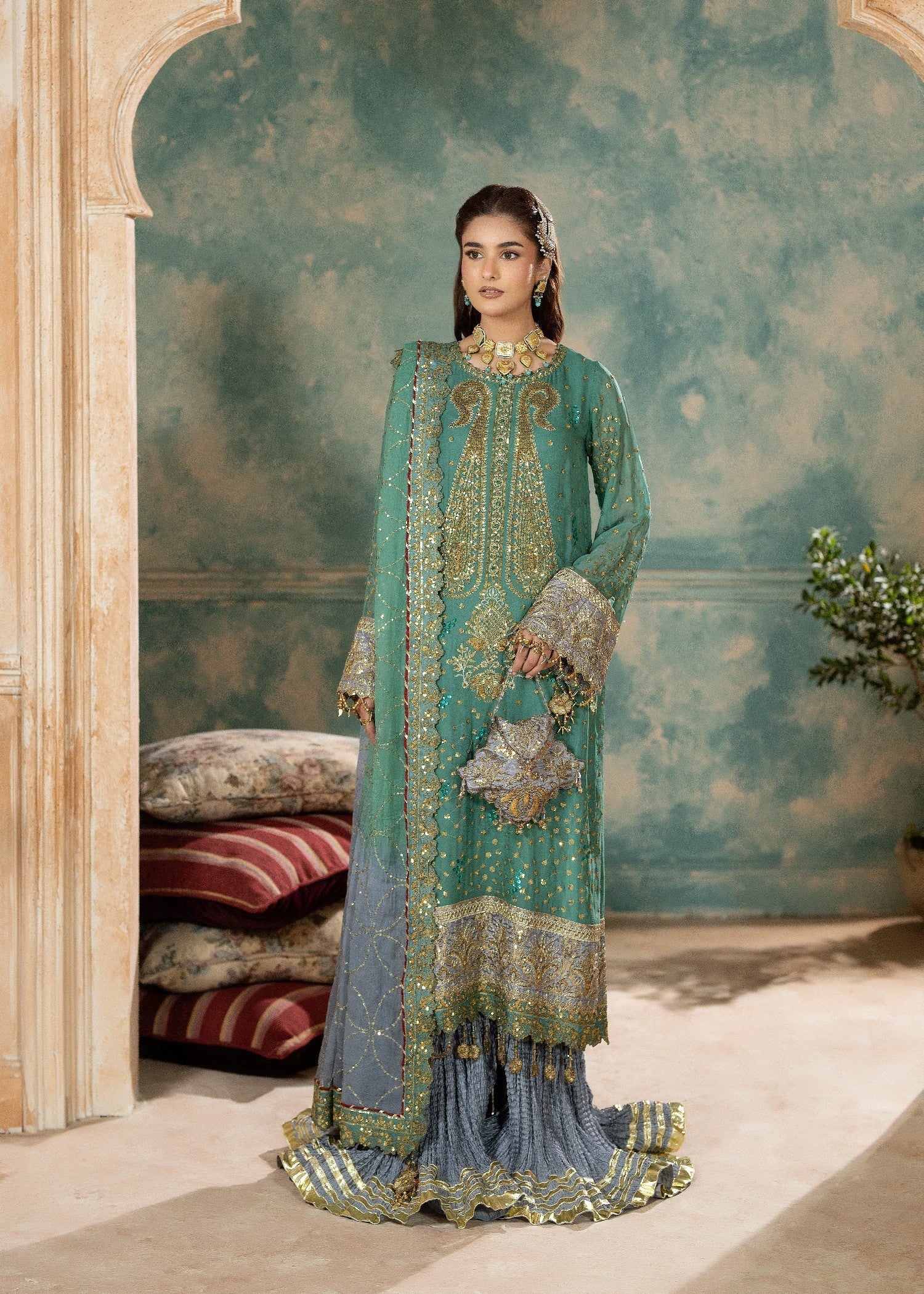 chiffon Sharara in Green