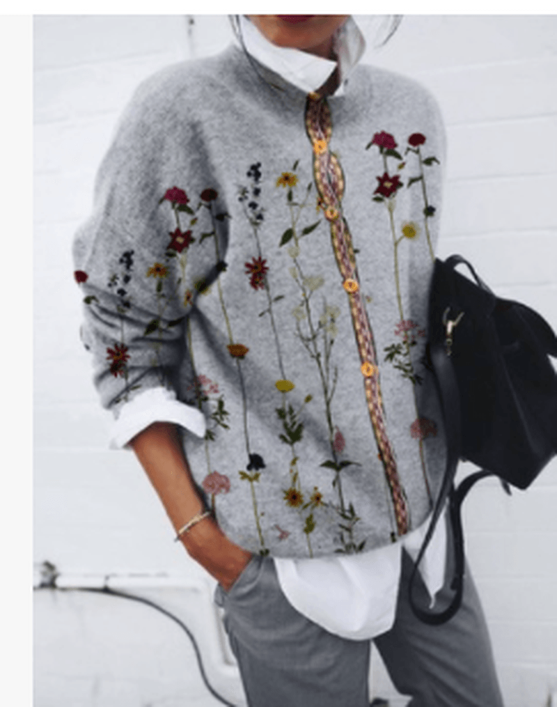 Brushed Geometric Print Cardigan Long Sleeve Top