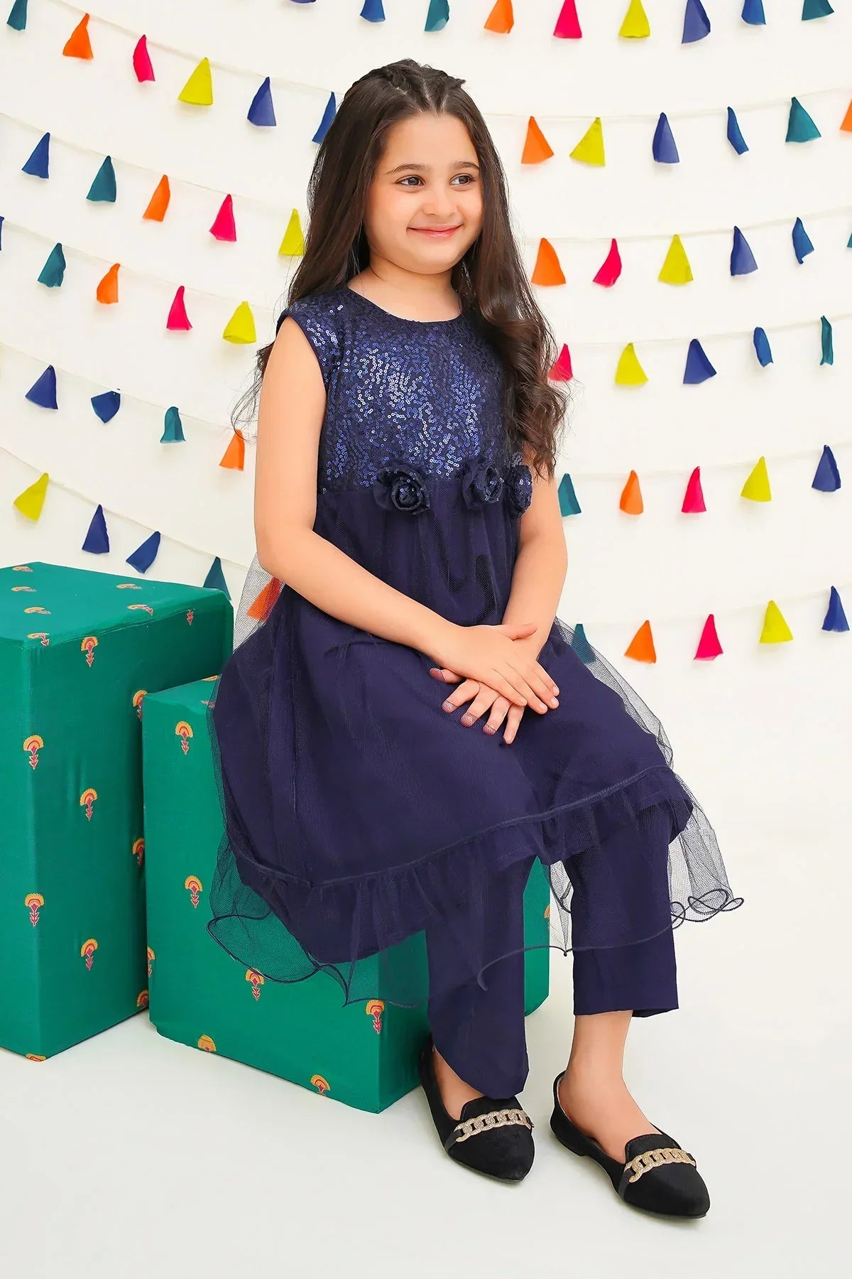 net Pishwas in Navy blue