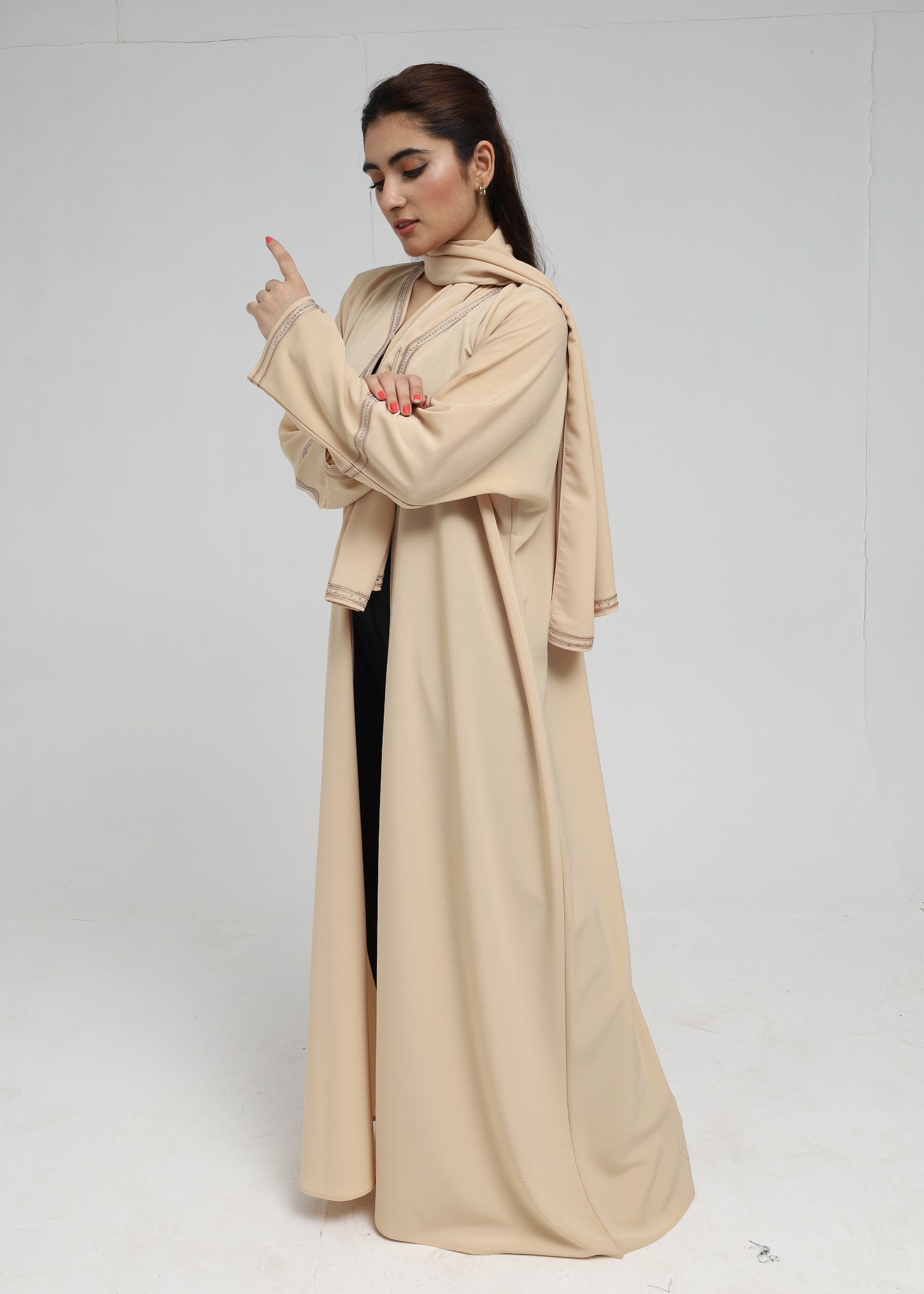 polyester Abaya in Wheat