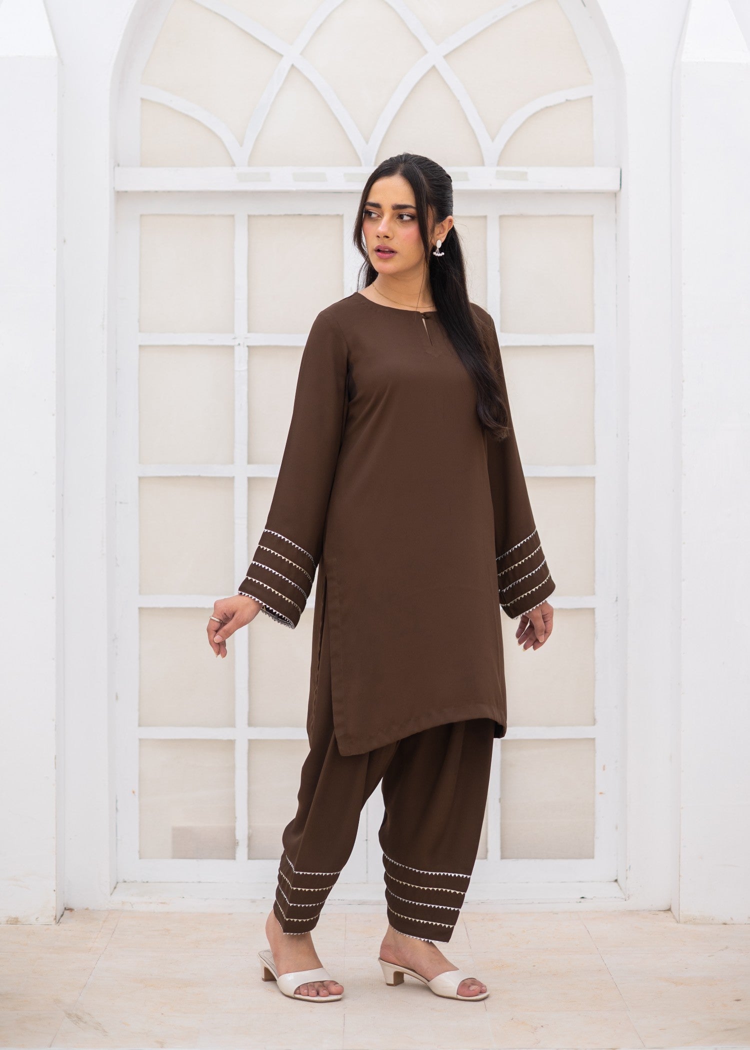 georgette Co Ord Sets in Coffee brown