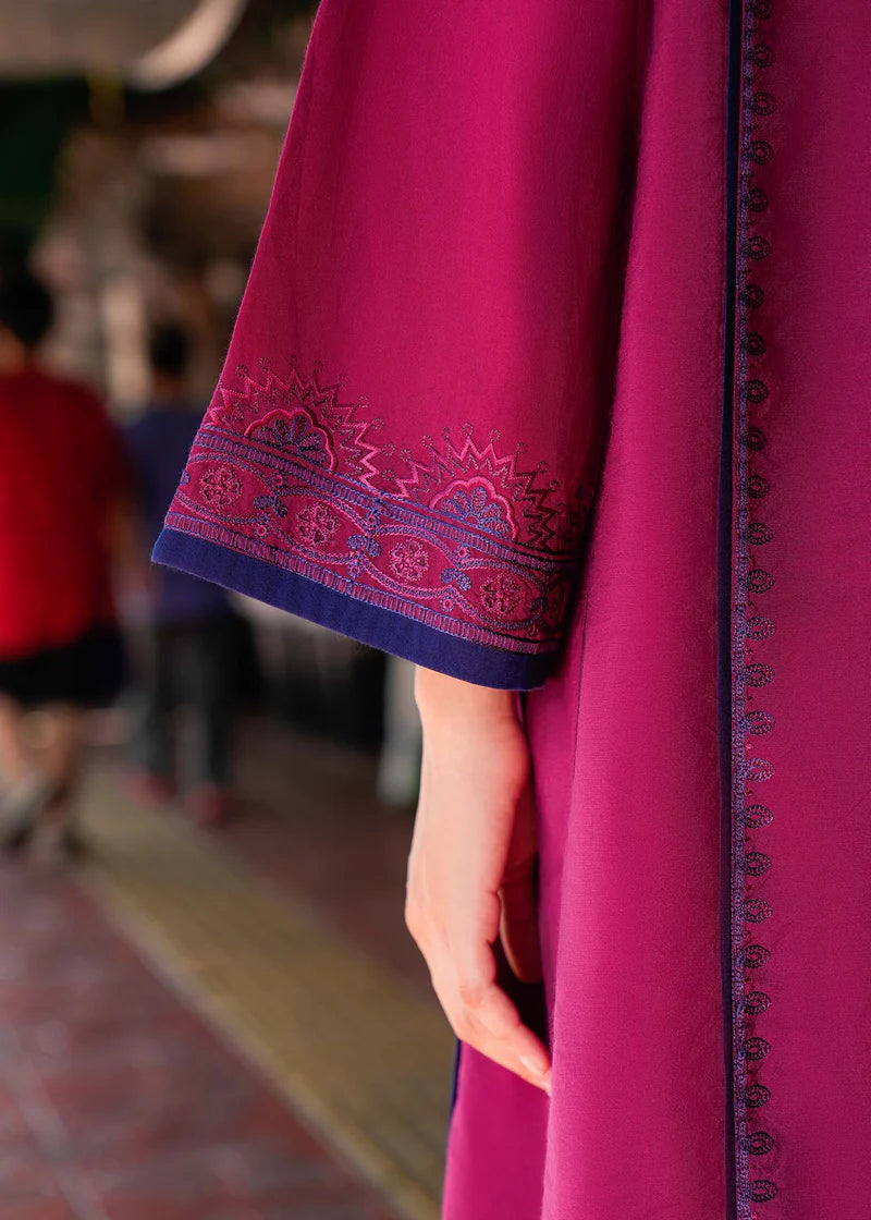 fine khaddar Kurta Set in Red violet