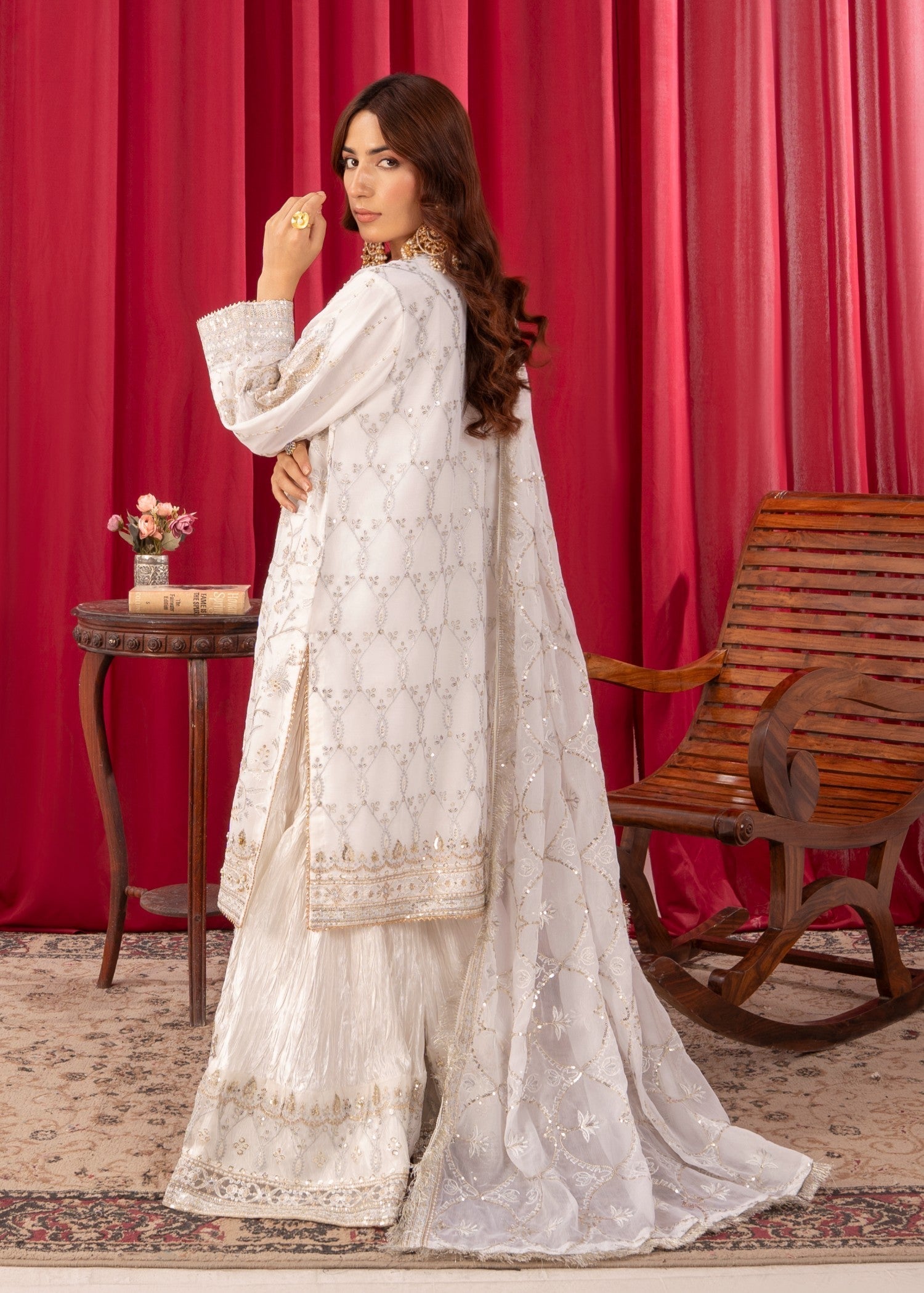chiffon Angrakha in White