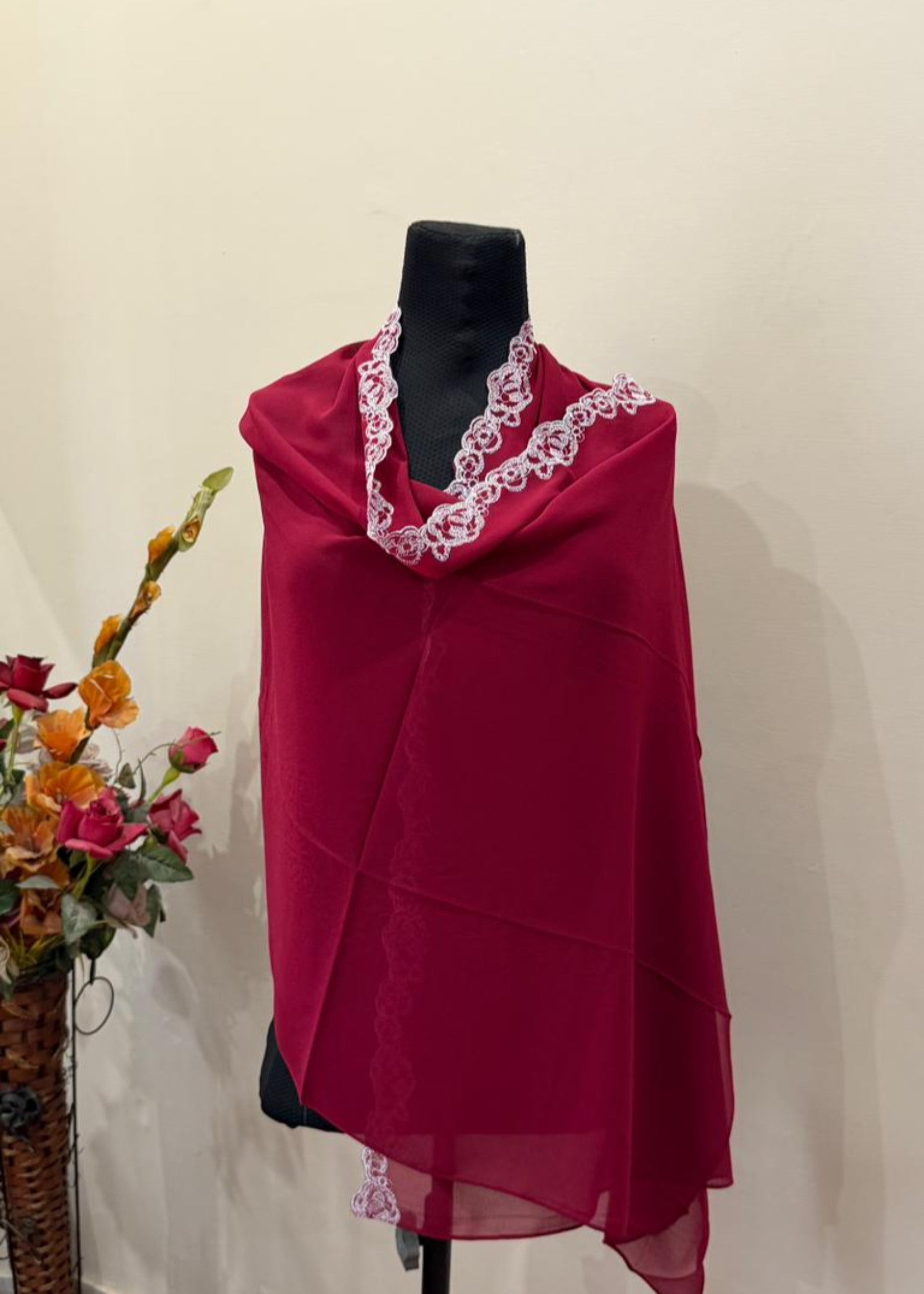 georgette chiffon Hijab in Berry red