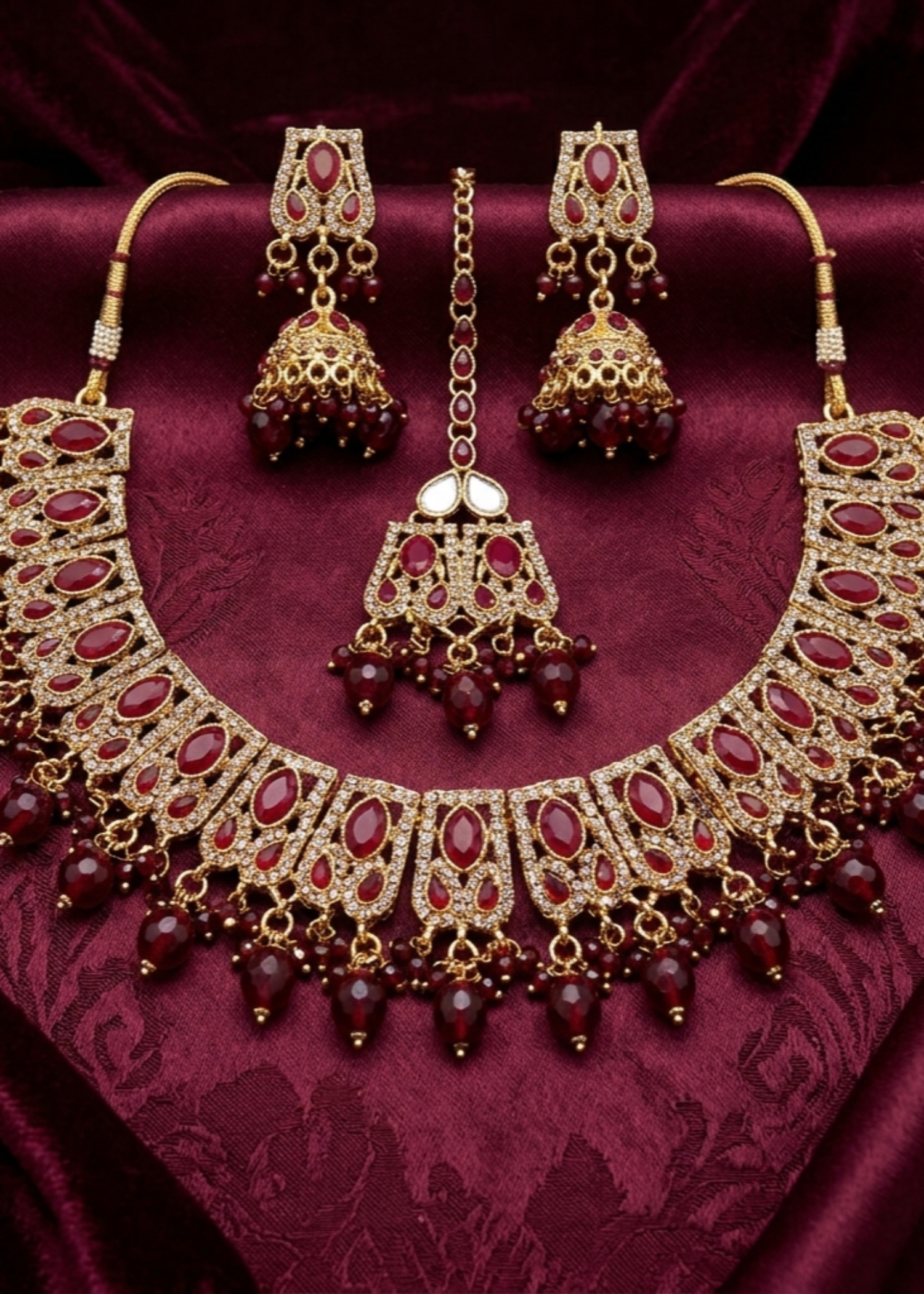 Jewelry Set in Champagne, blood red Color by - Trendy Women Jewelry Set PCG8516