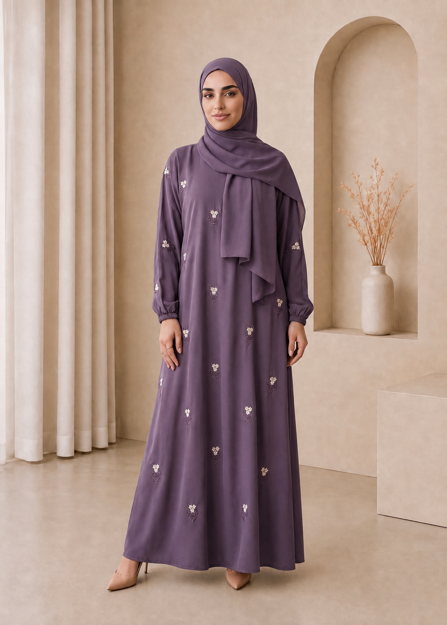 nidha Abaya in Heathered lilac