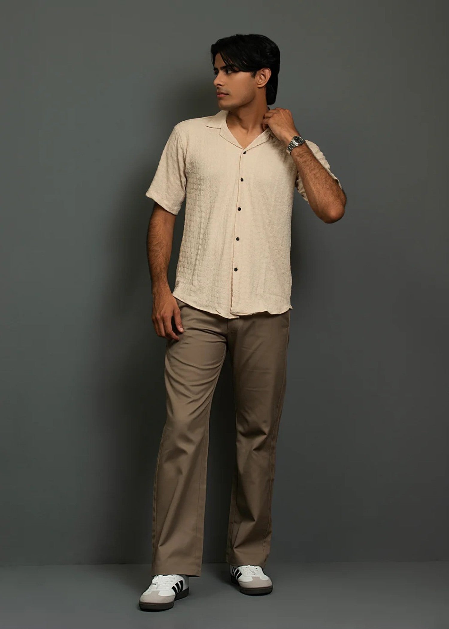 dobby Casual Shirt in Cream