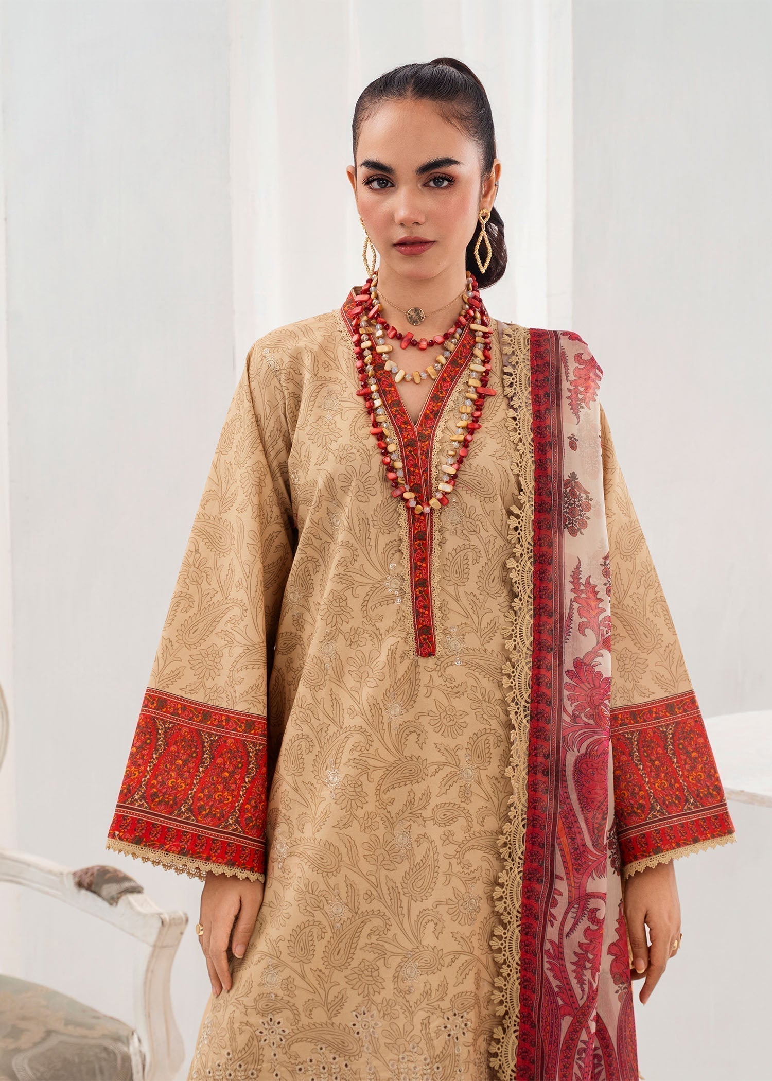 lawn Kurta Set in Wheat