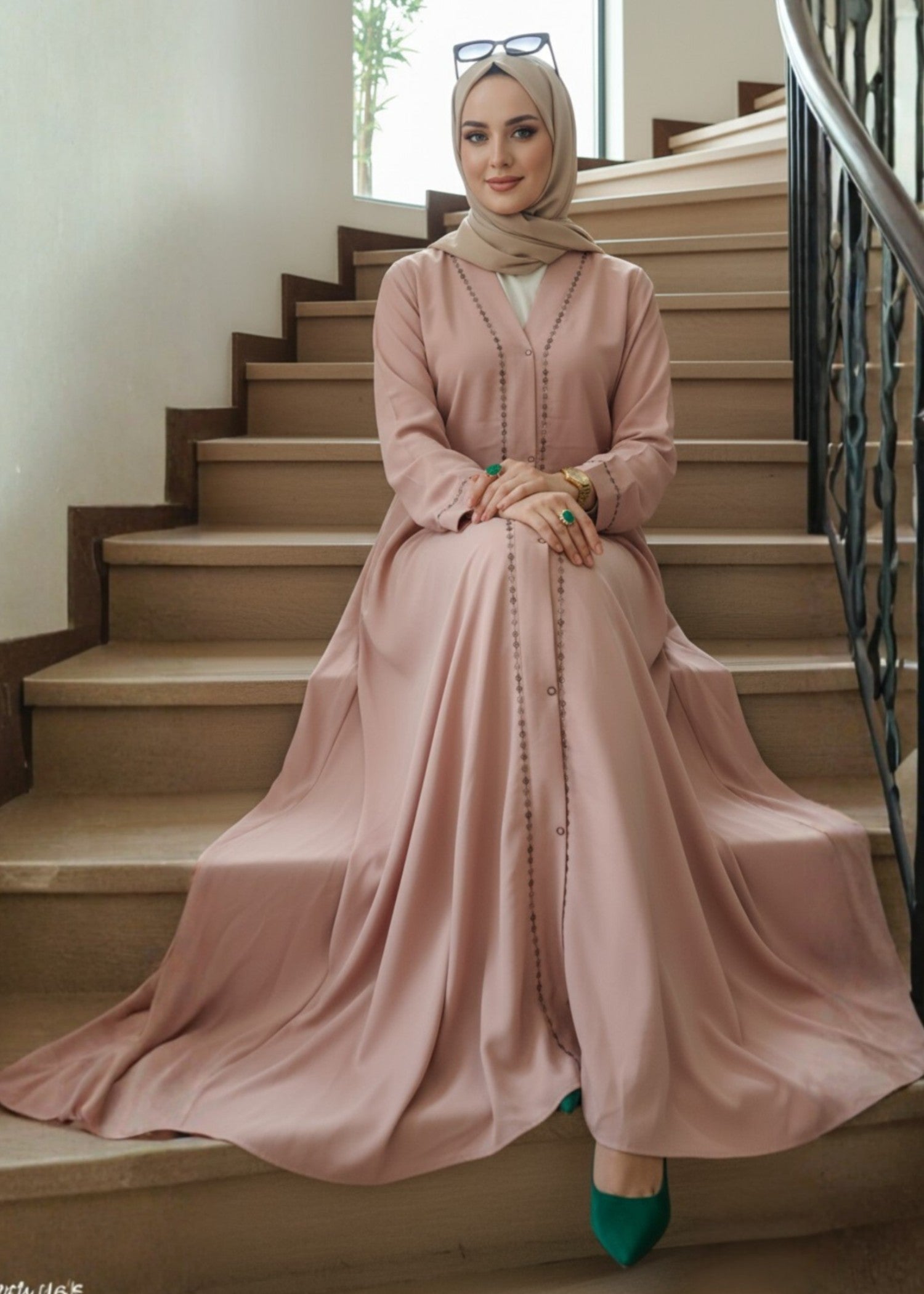 nidha Abaya in Indian pink