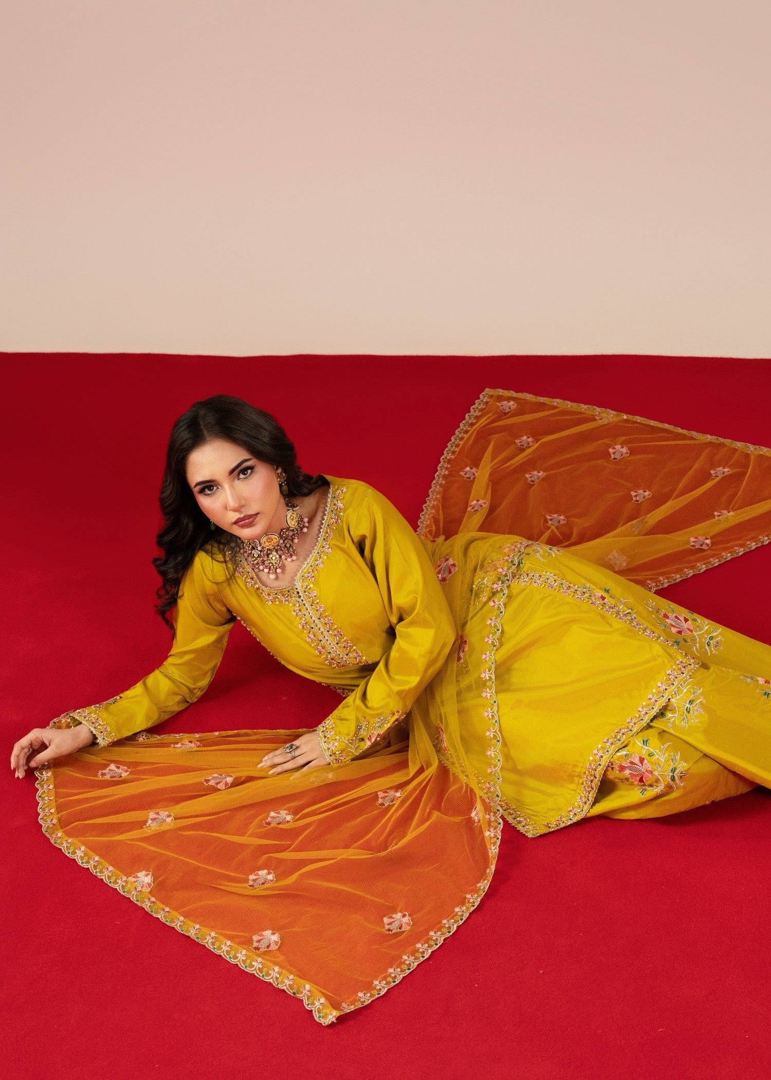 kattan silk Kurta Set in Mustard