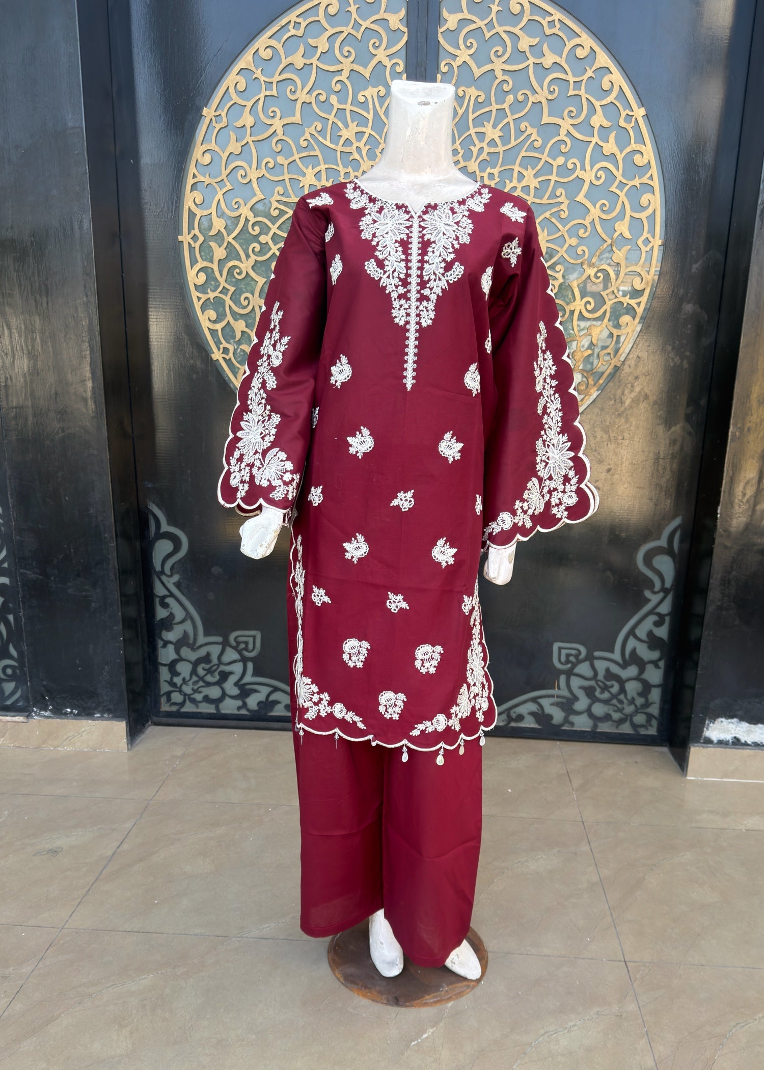 pure cotton Kurta Set in Maroon