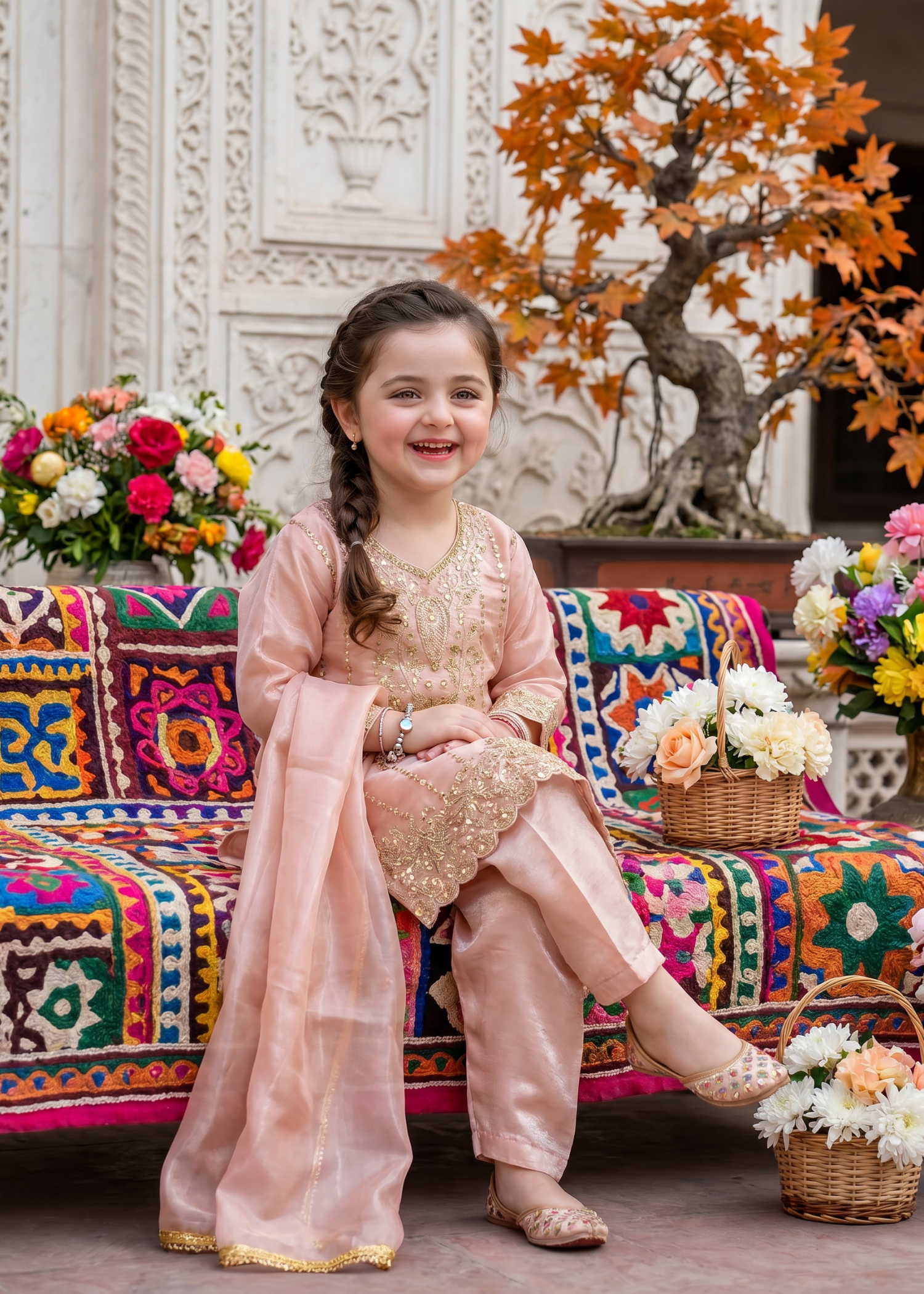 tissue silk Kurta Set in Rose pink