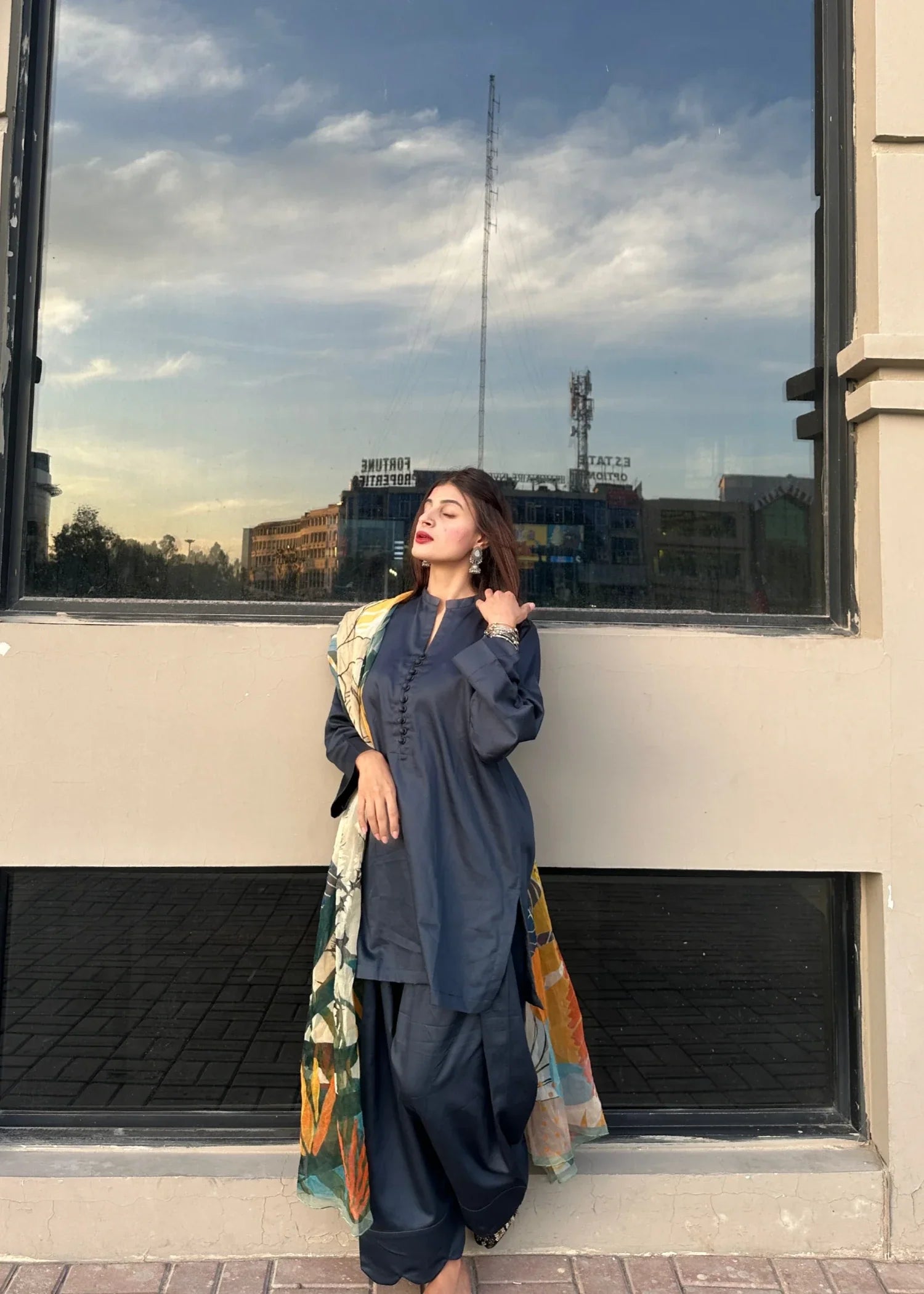 cotton satin Co Ord Sets in Yale blue