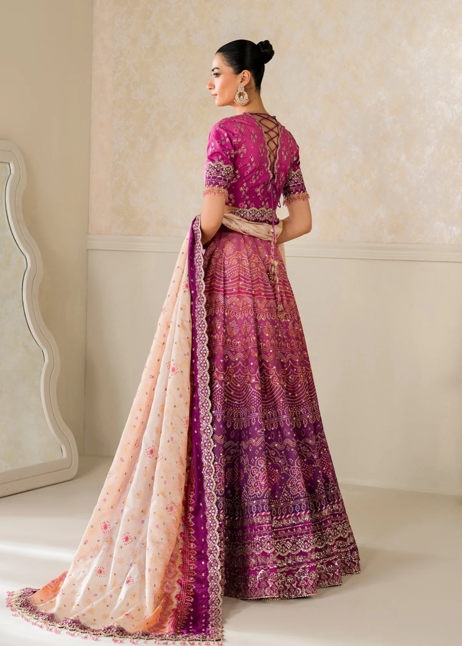 raw silk Unstitched in Fuchsia, blue violet