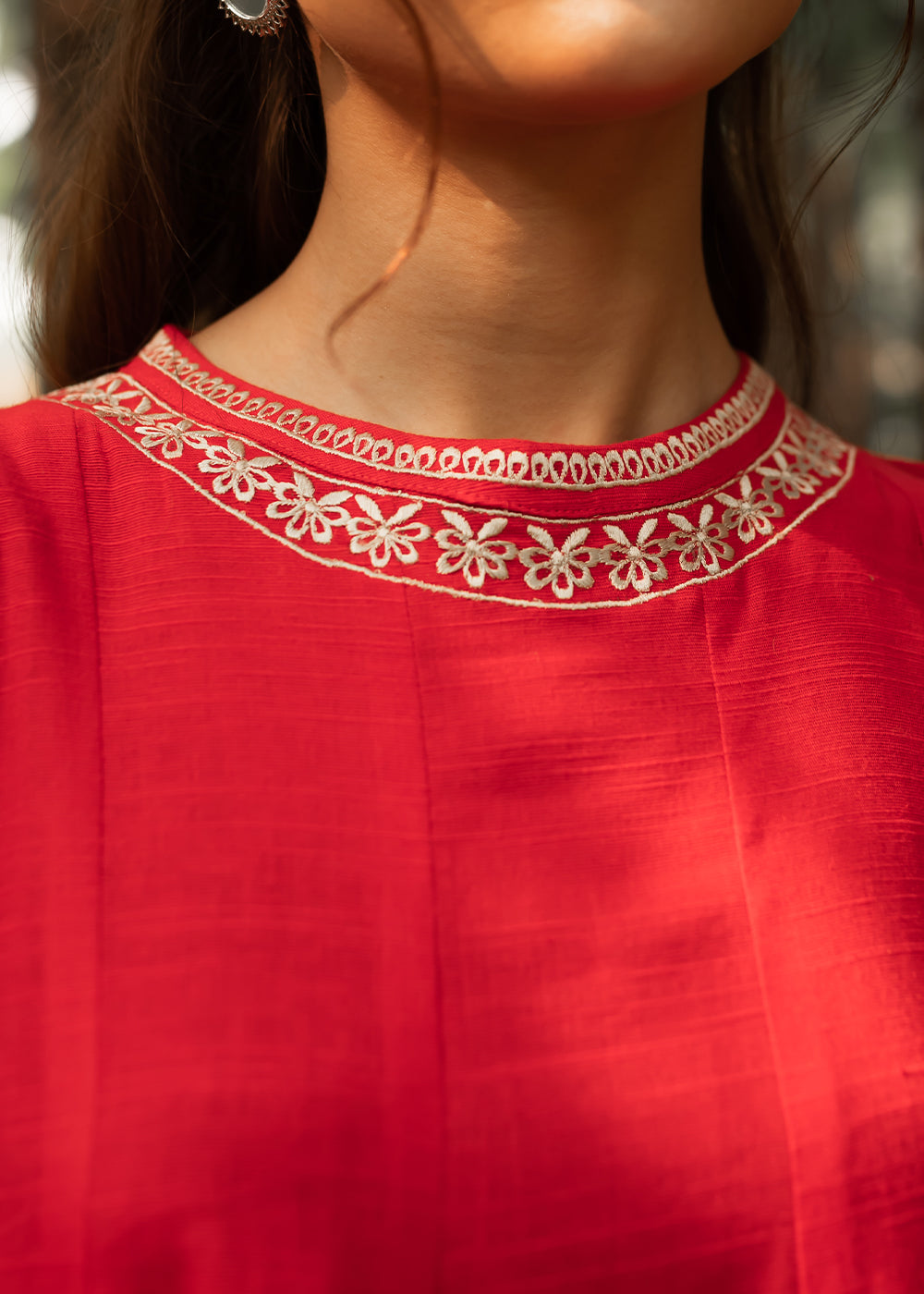 slub khaddar Sharara in Red