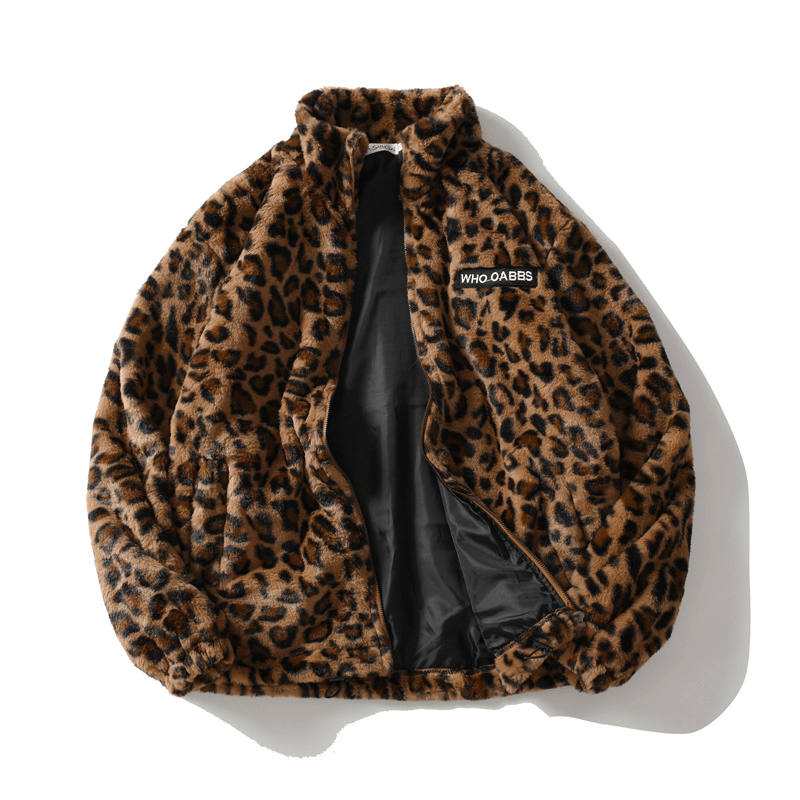 Leopard Print Long Sleeve Jacket Fashion Brand Loose Hip Hop Top