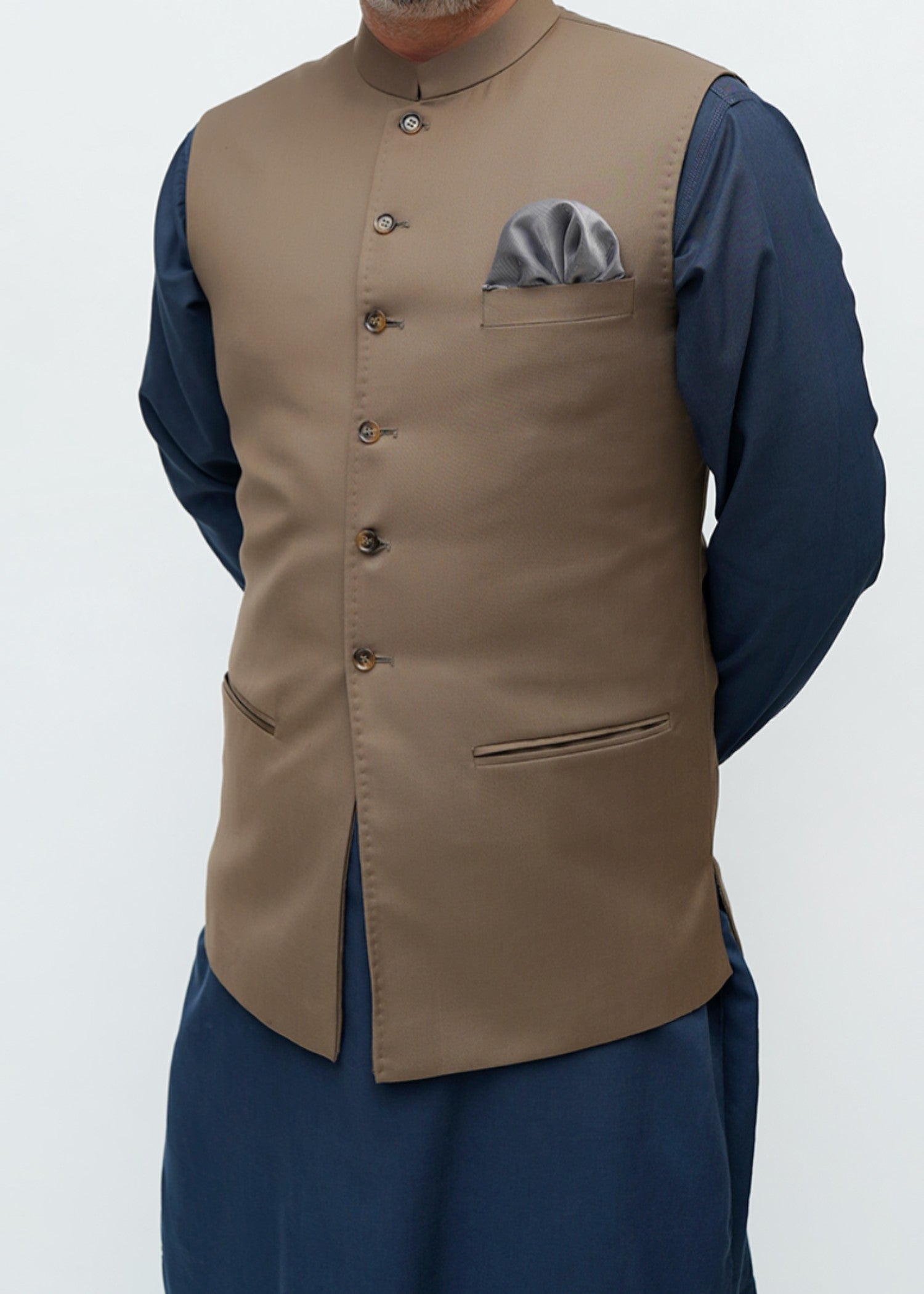 tropical Waistcoat in Camel brown