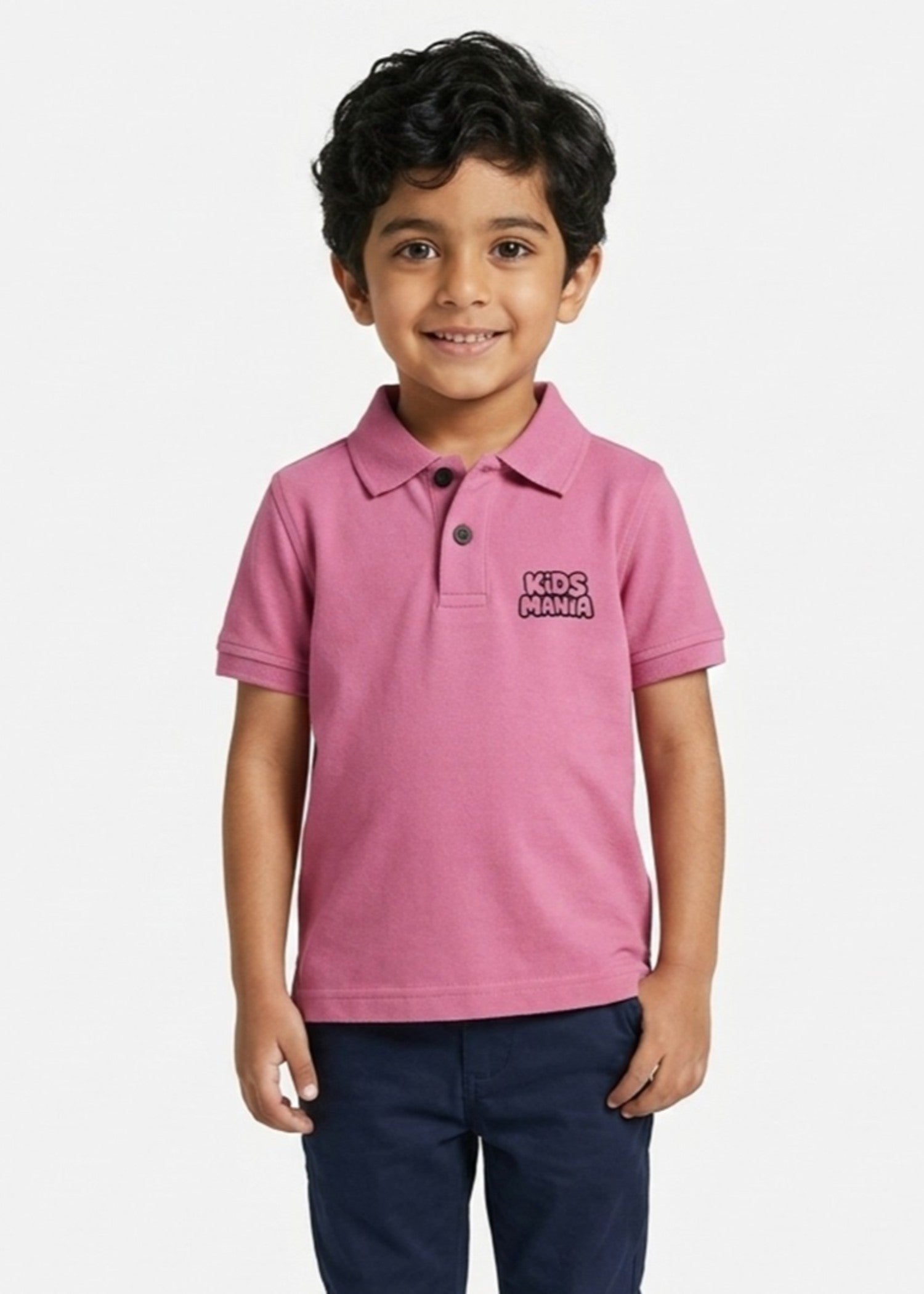 cotton Polo Shirt in Rose pink, pink