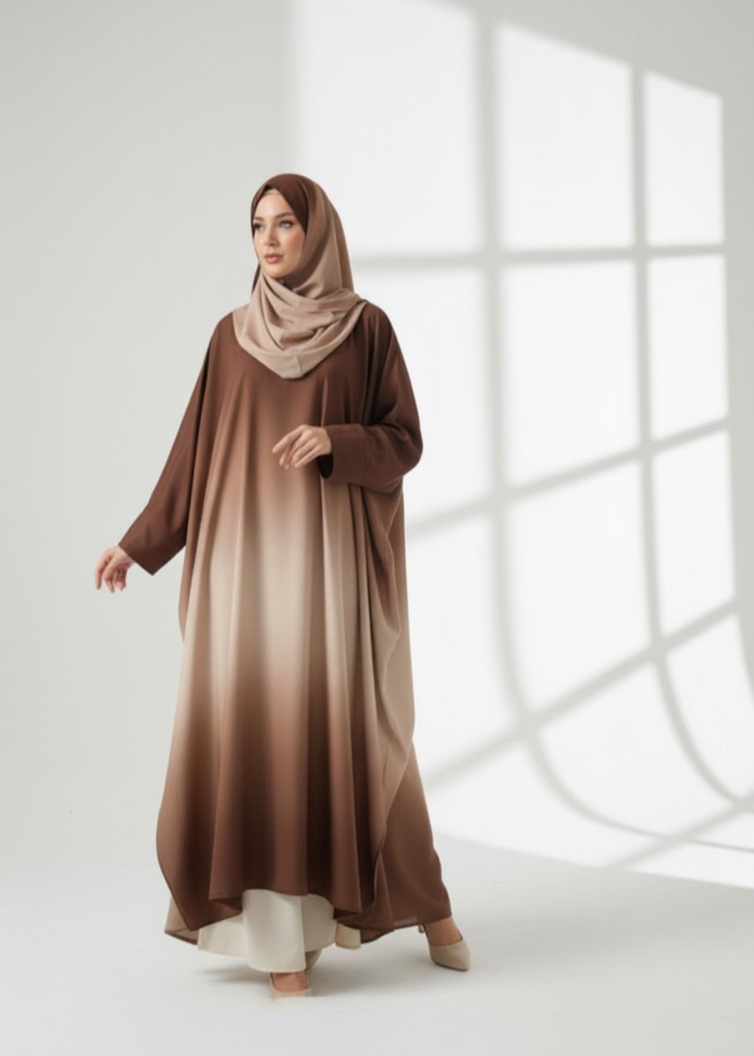 georgette Abaya in Brown