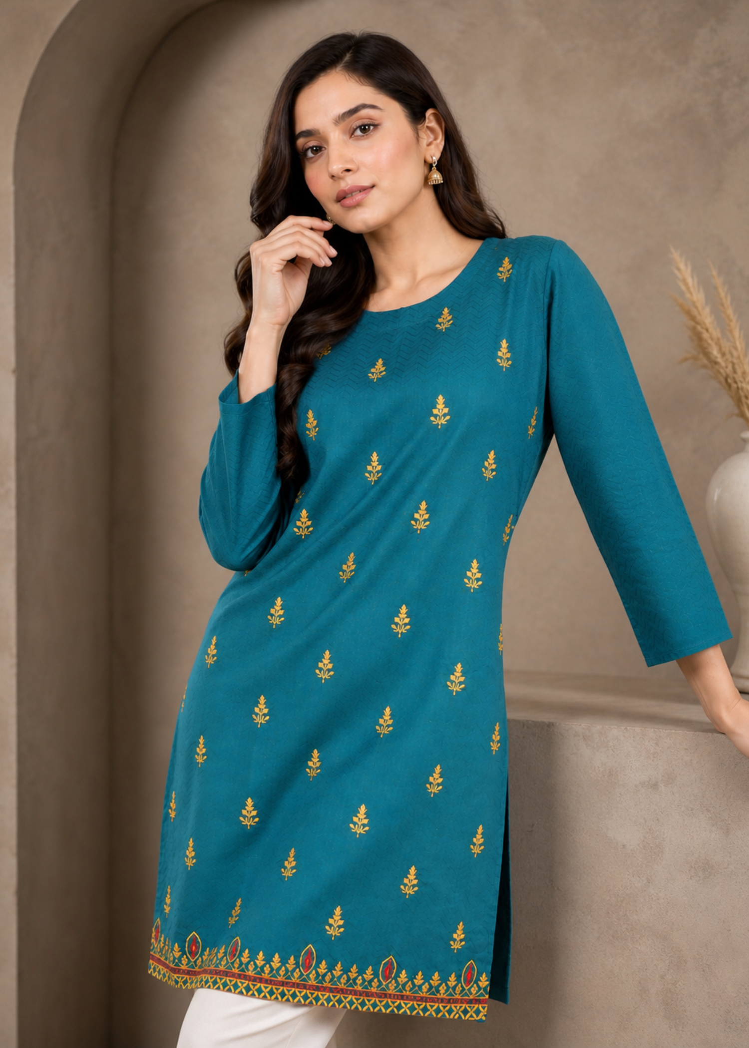 cotton Kurti in Bondi blue