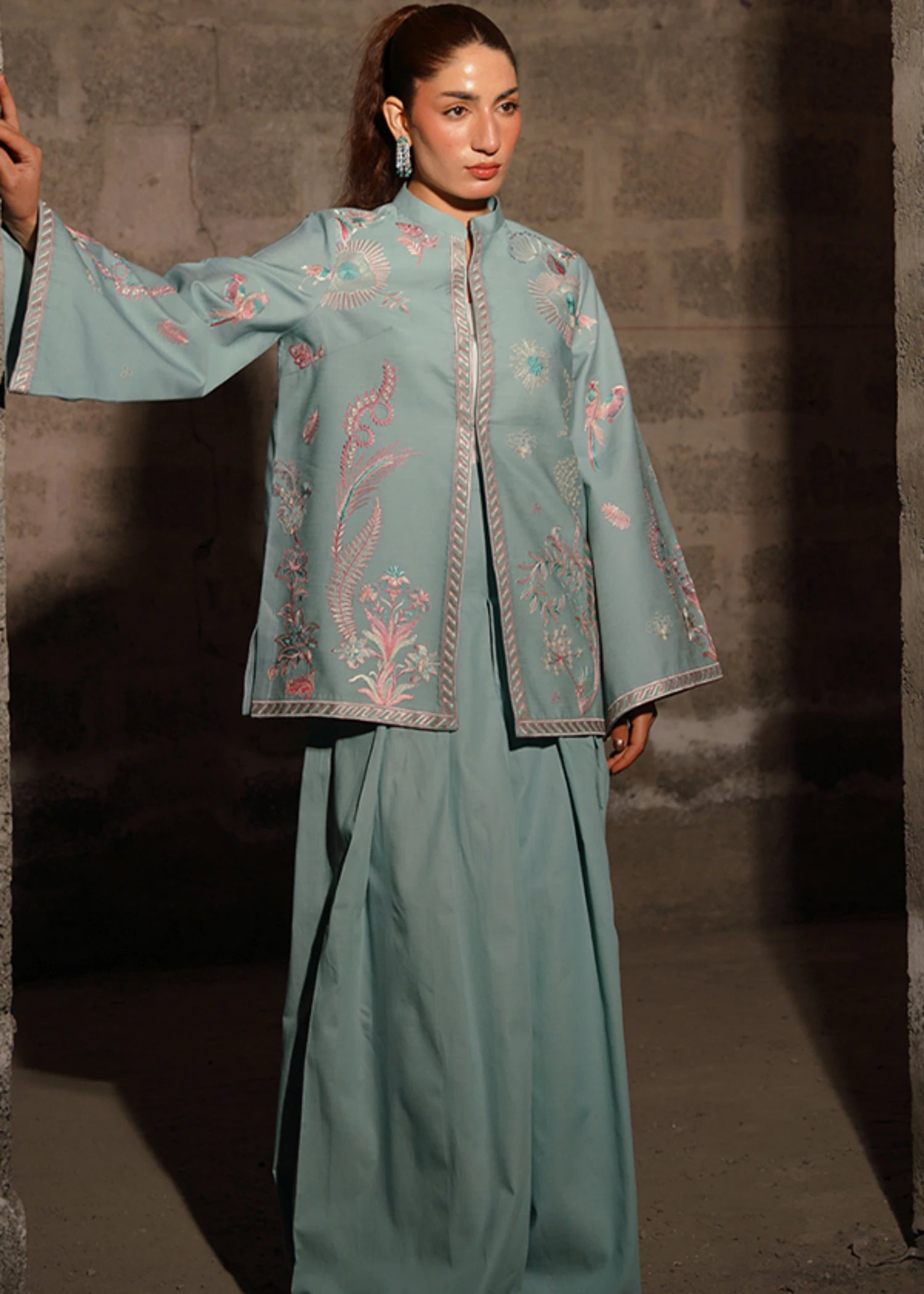 pure linen Jacket in Ice blue