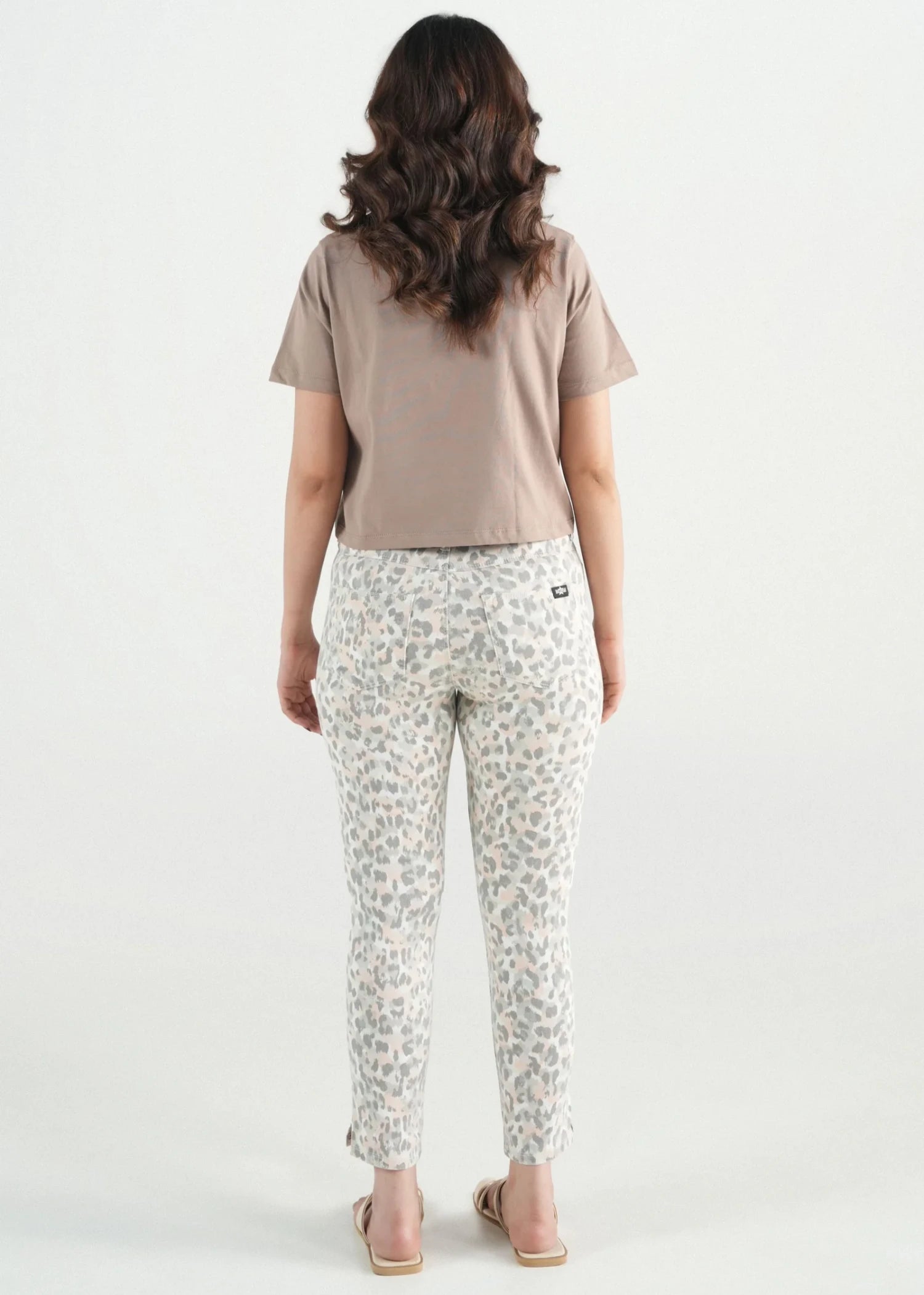 twill cotton Pants in Floral white