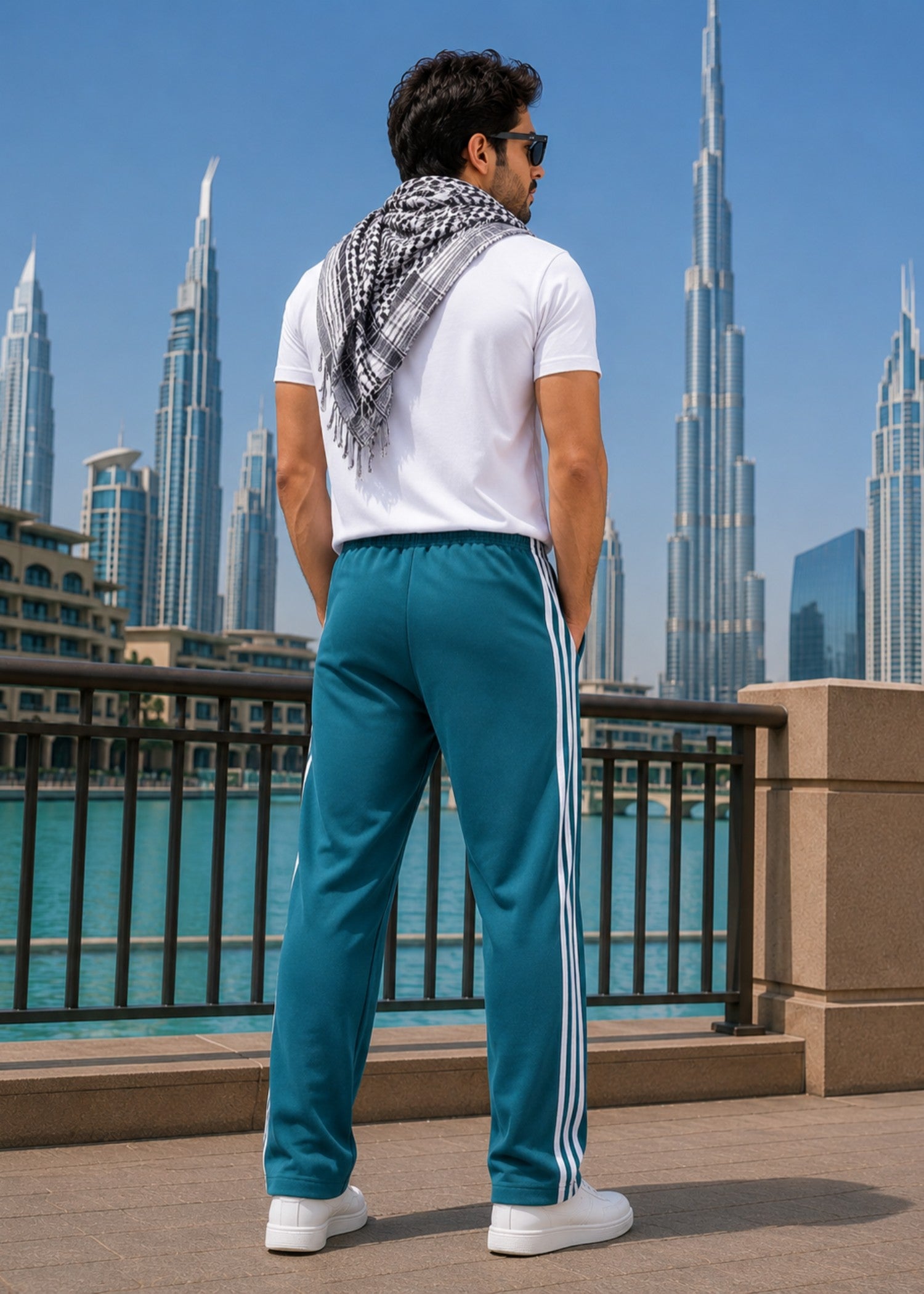 cotton Trousers in Bondi blue