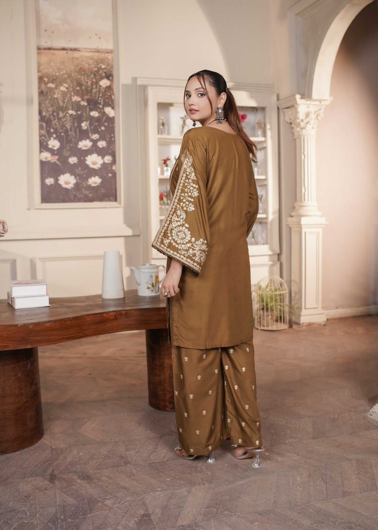 linen Kurta Set in Peanut