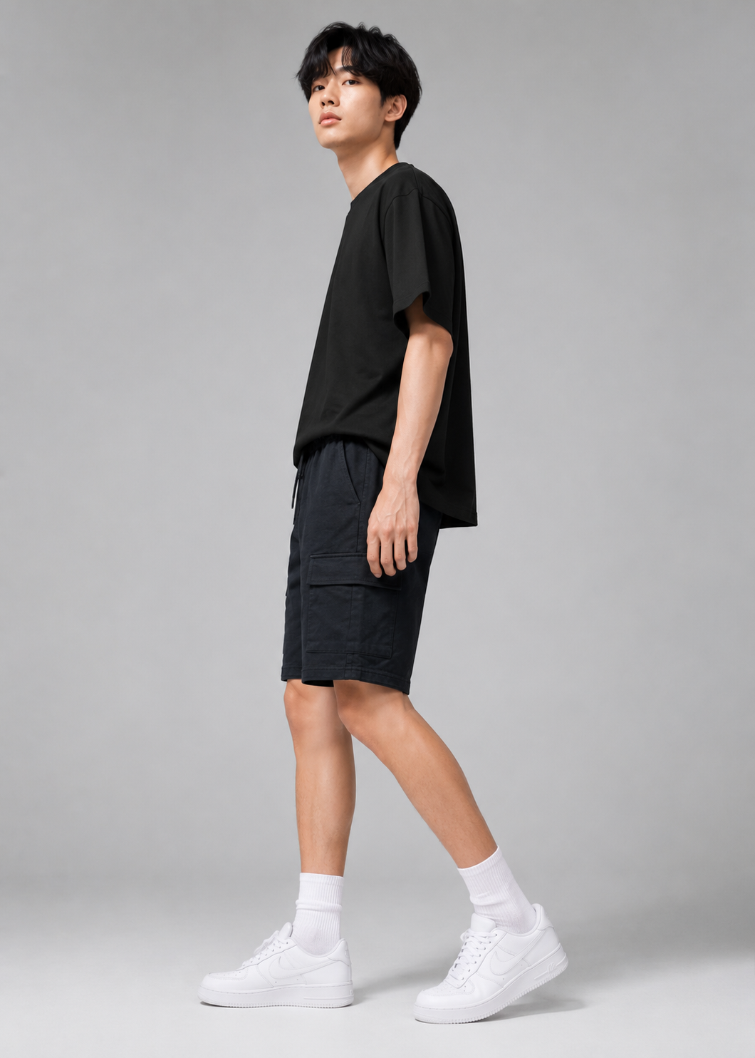 french terry Shorts in Black