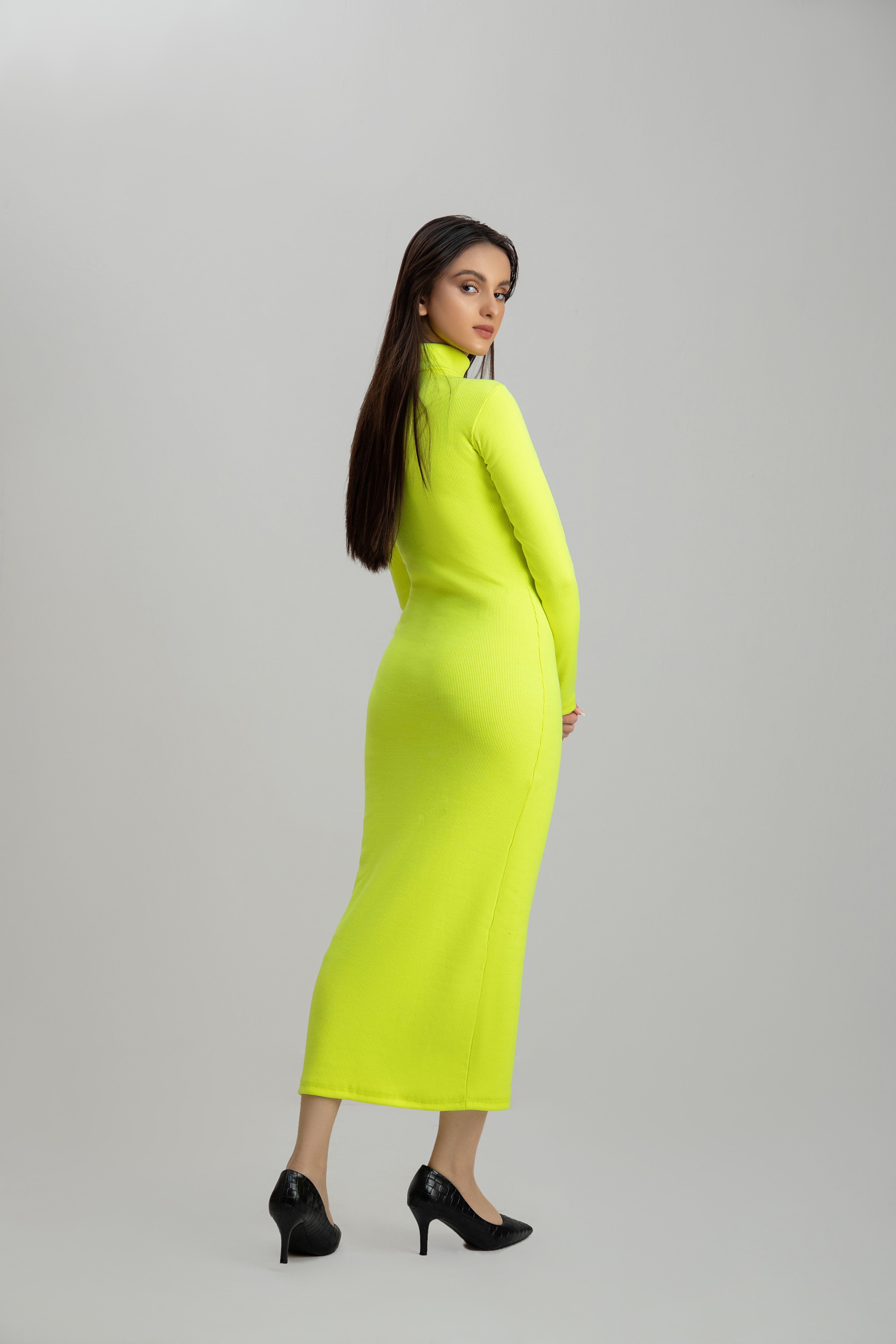 jersey knit Dress in Neon green