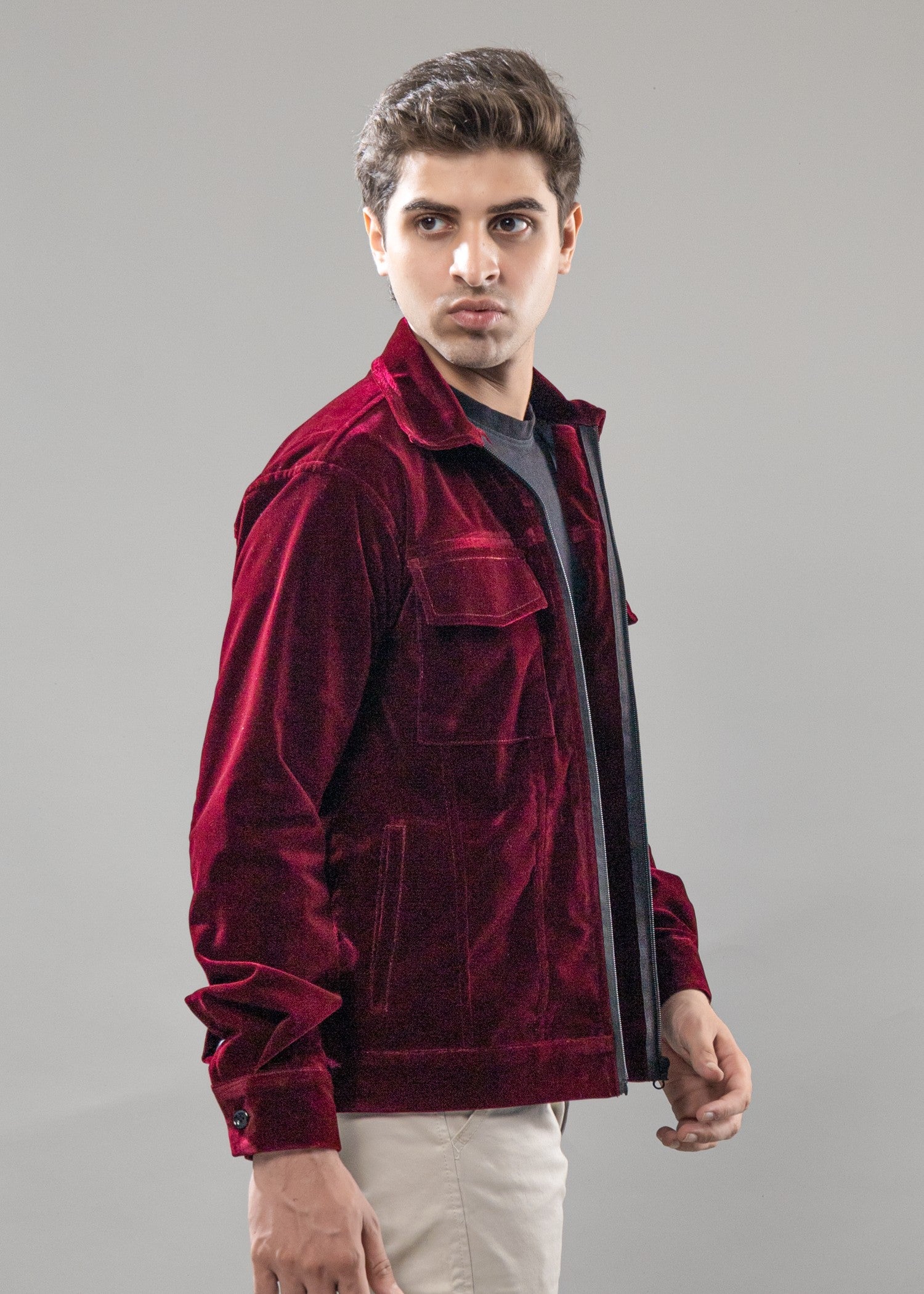 chenille Jacket in Maroon
