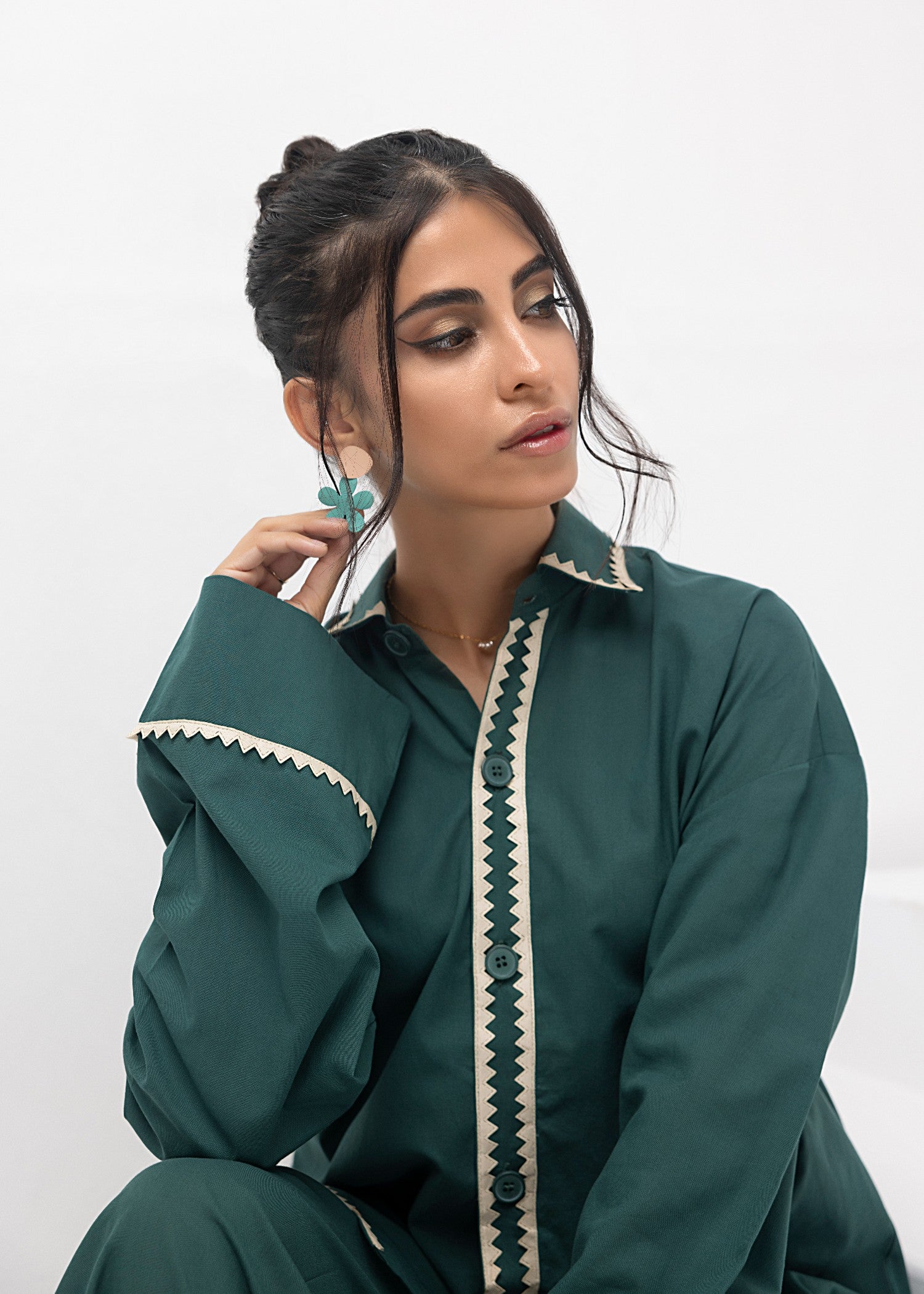 cotton Co Ord Sets in Bottle green