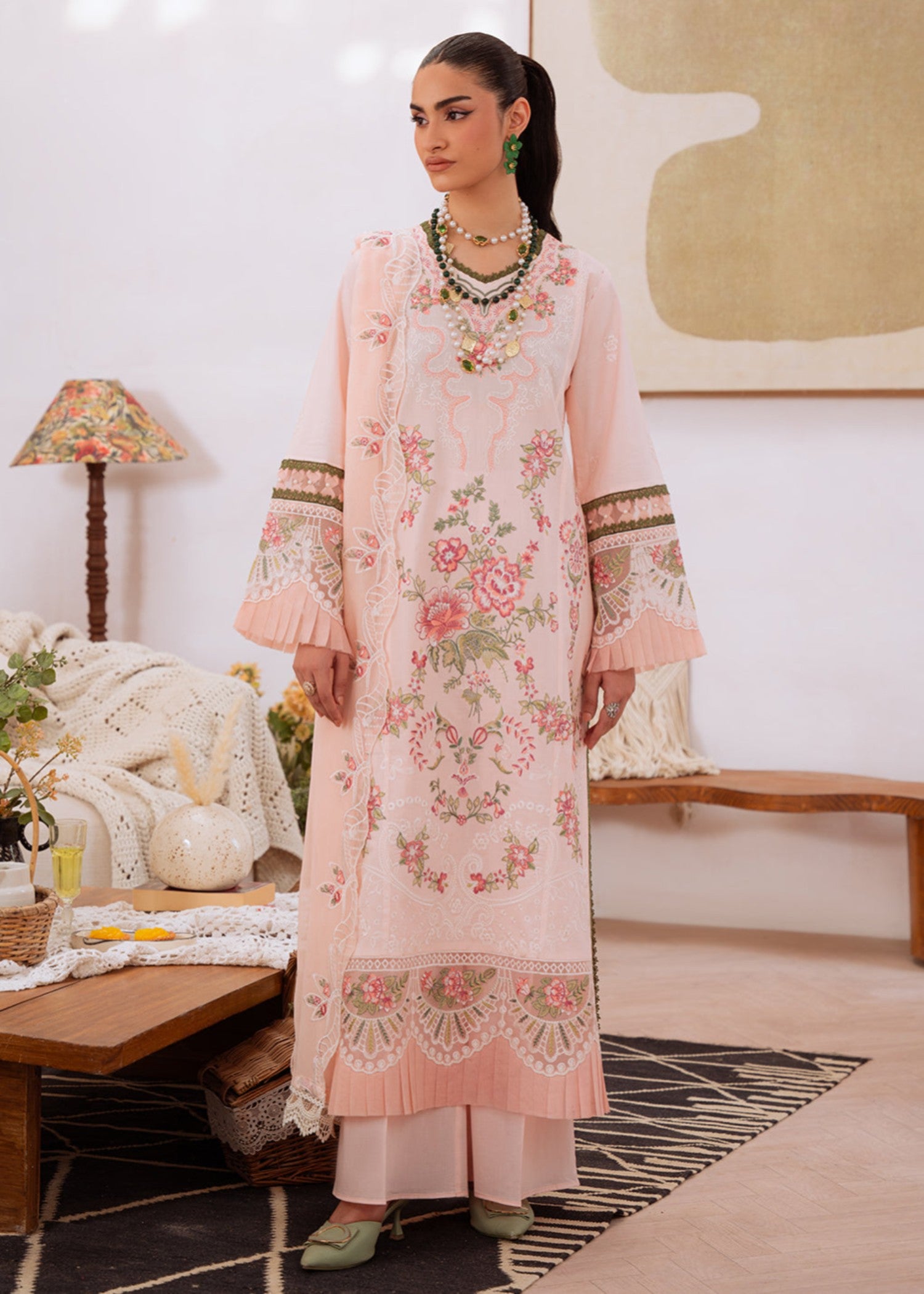 lawn Unstitched in Pastel pink