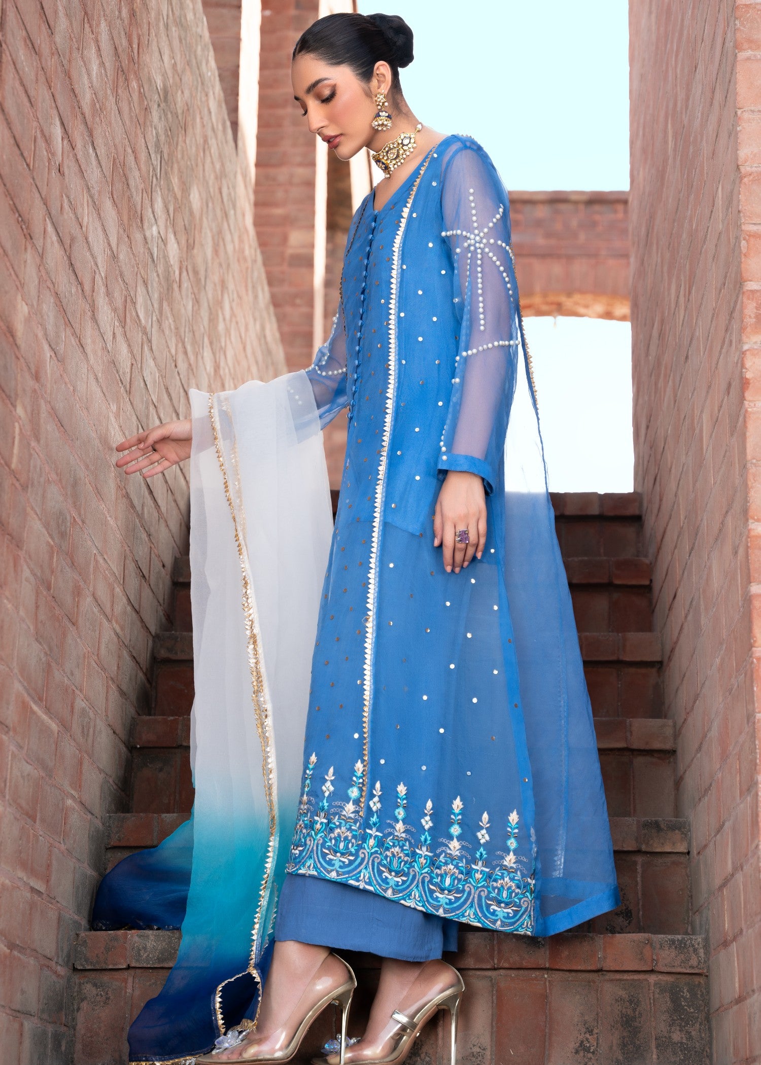 organza Gown in Blue