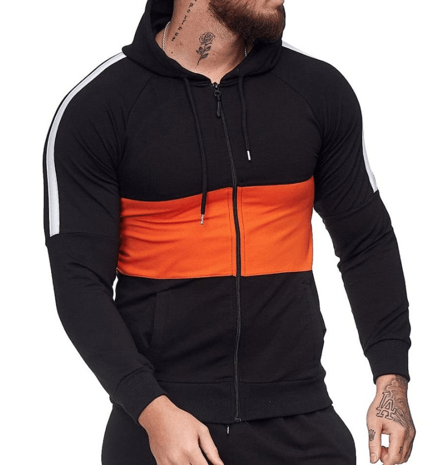 Men'S Slim Sports Cardigan Sweater Color Block Fashion Casual Jacket Tops