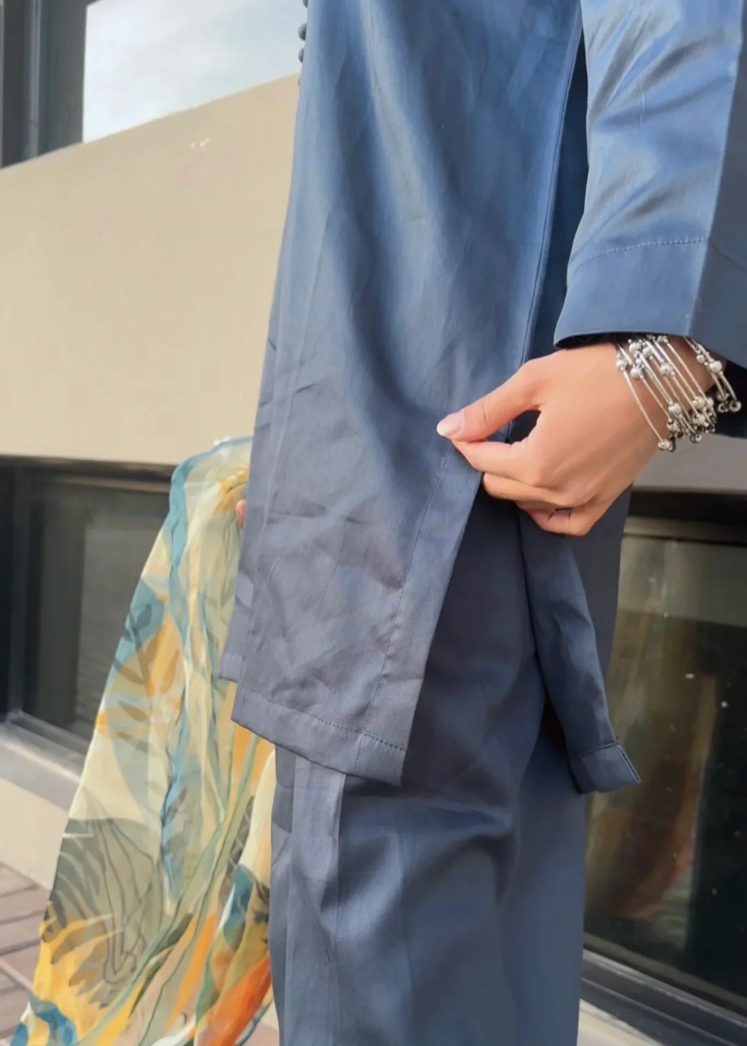 cotton satin Co Ord Sets in Yale blue