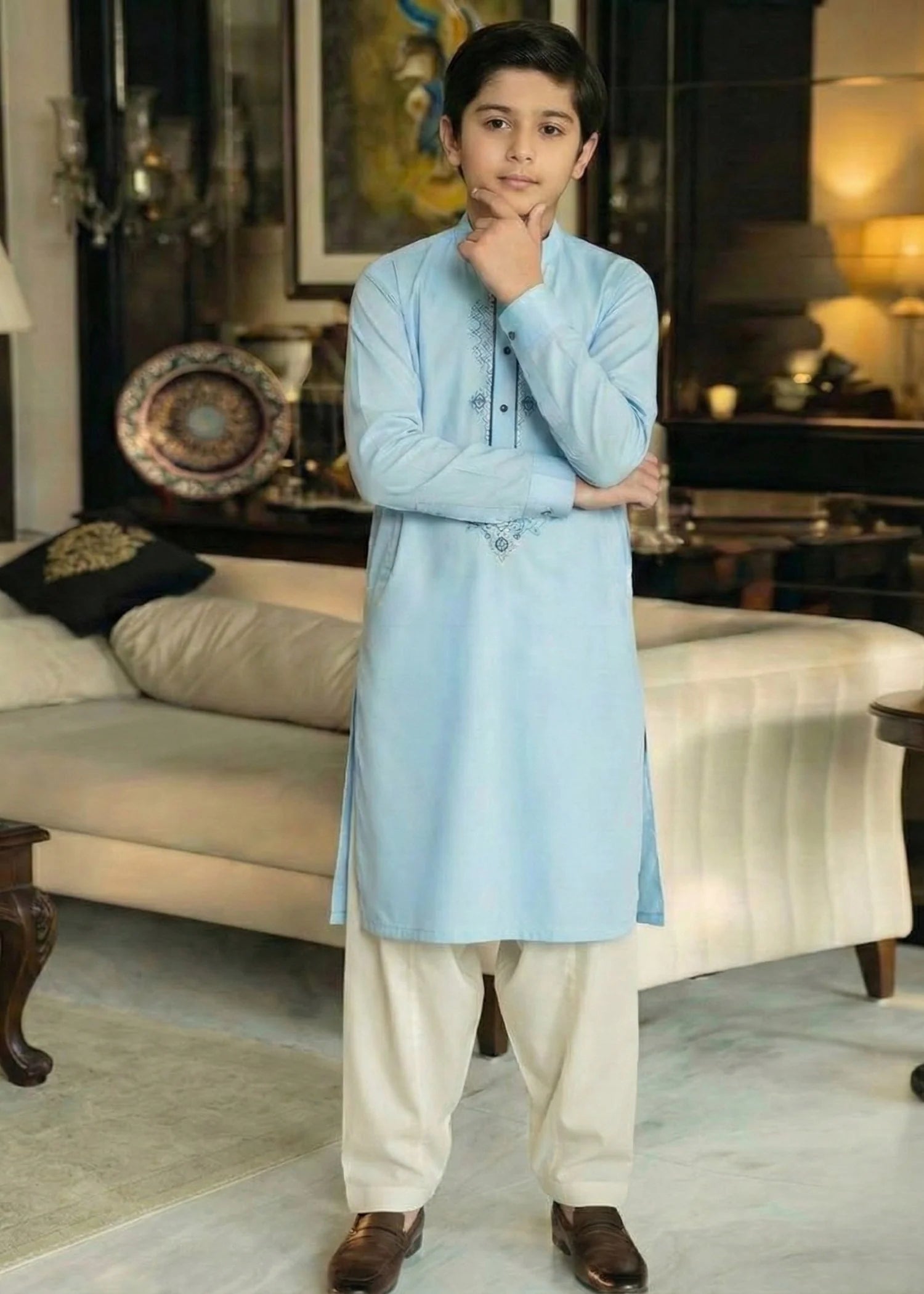 cotton silk Shalwar in Off-white