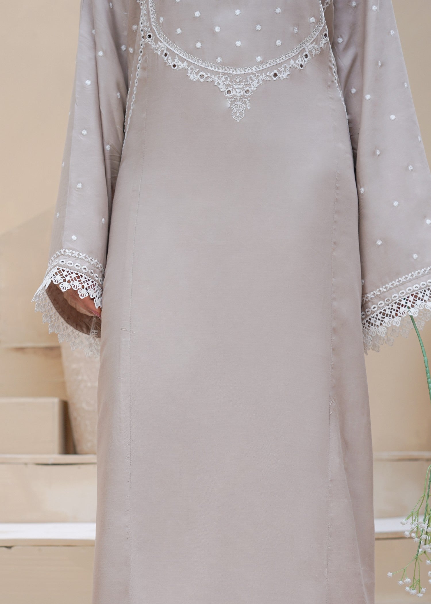 arabic lawn Kurta Set in Bone