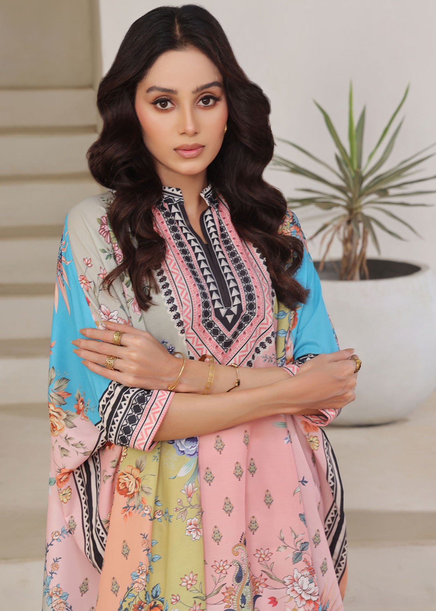 lawn Kaftan in Pink