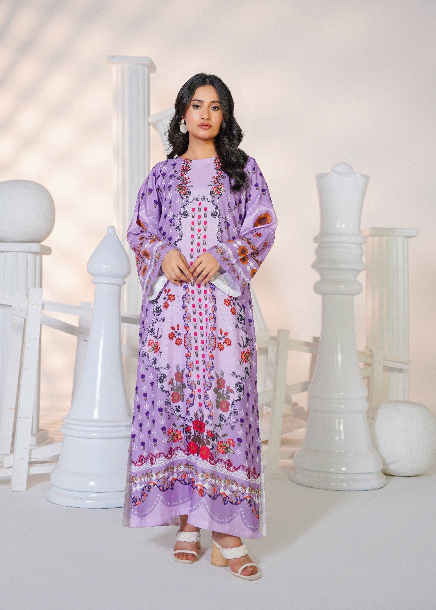 pk raw silk Kaftan in Lilac