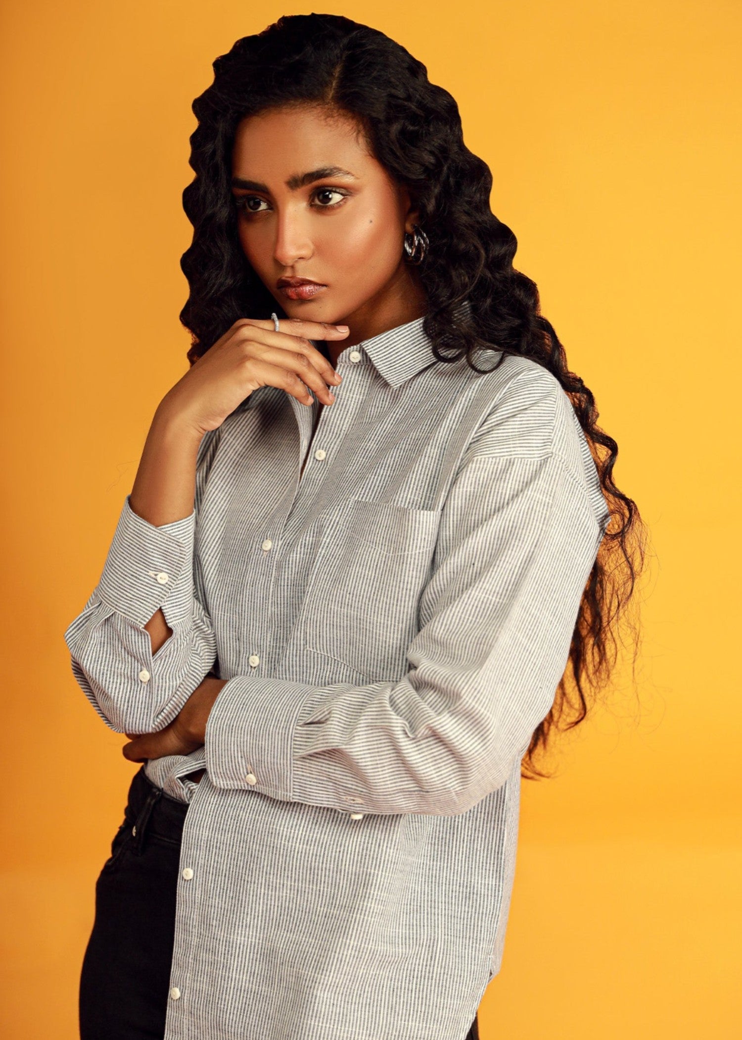poplin Top in Grey