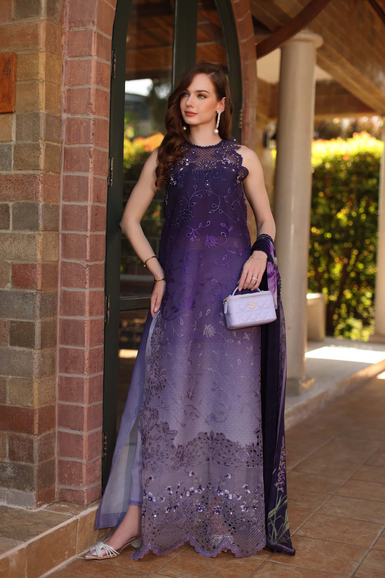 Luxury Eid Schiffli Laserkari Lawn – D4 - A - Seraphine