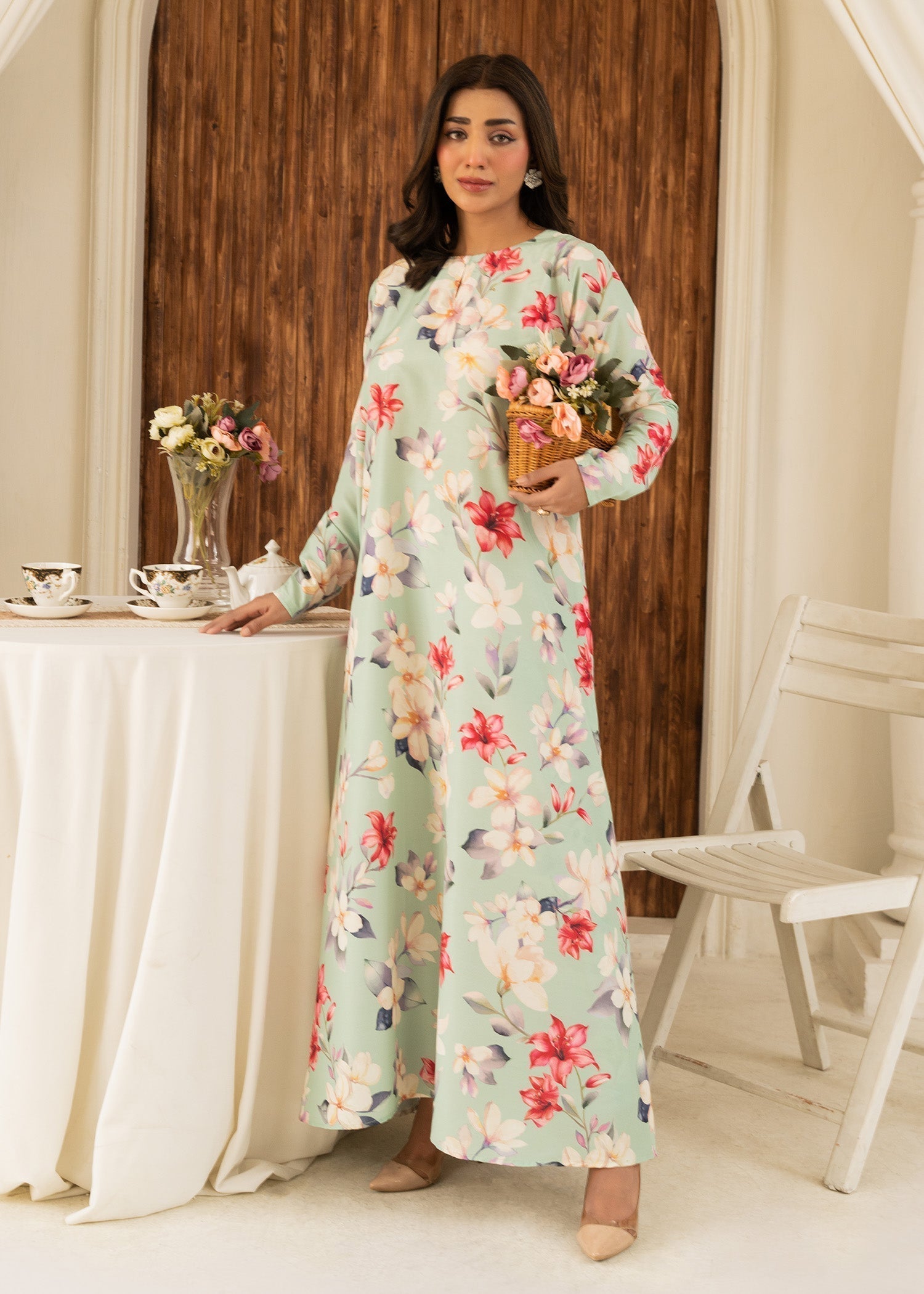 lawn Dress in Mint green