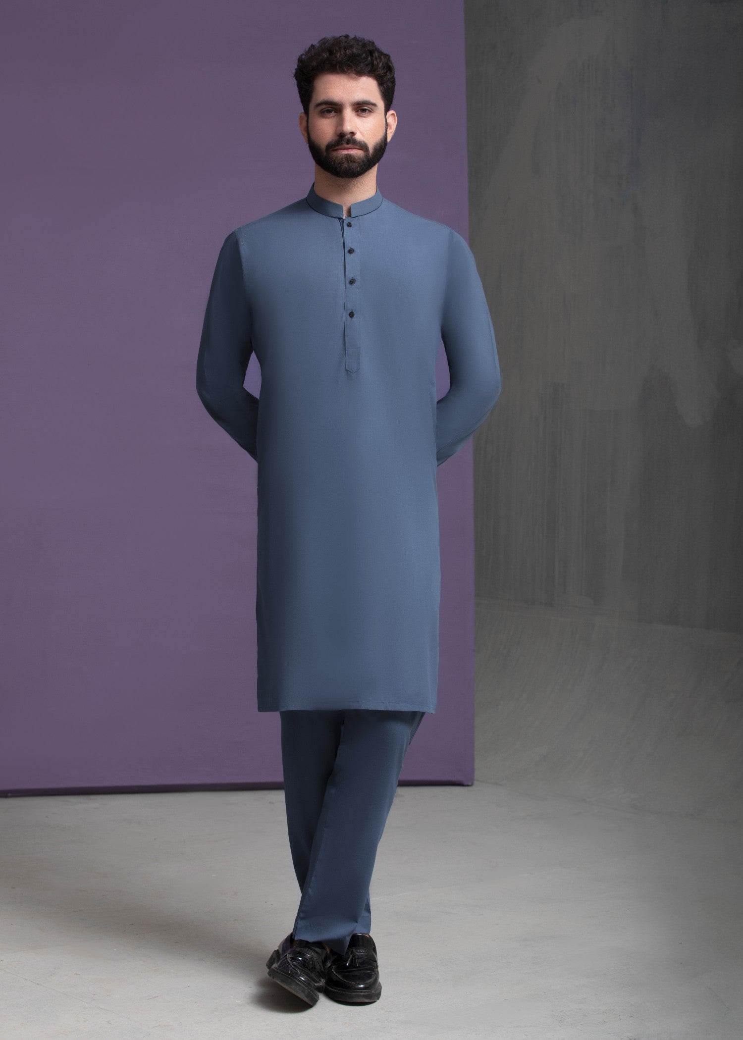 wash & wear Kurta Set in Ash grey