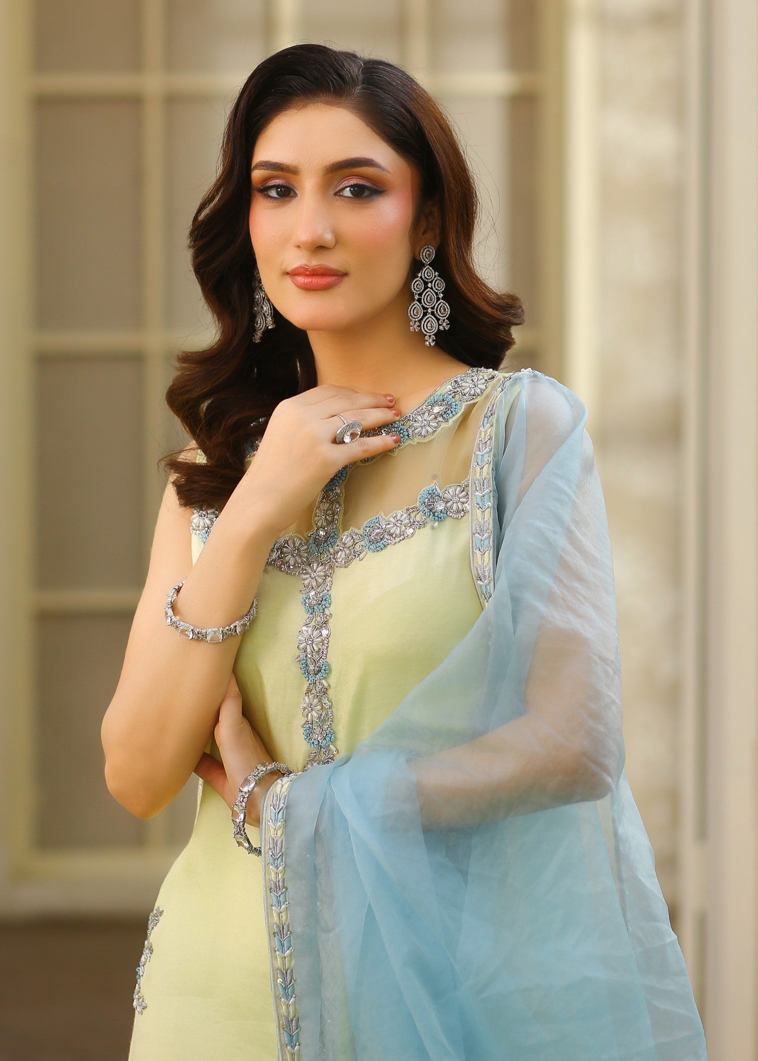 cotton silk Kurta Set in Lemon