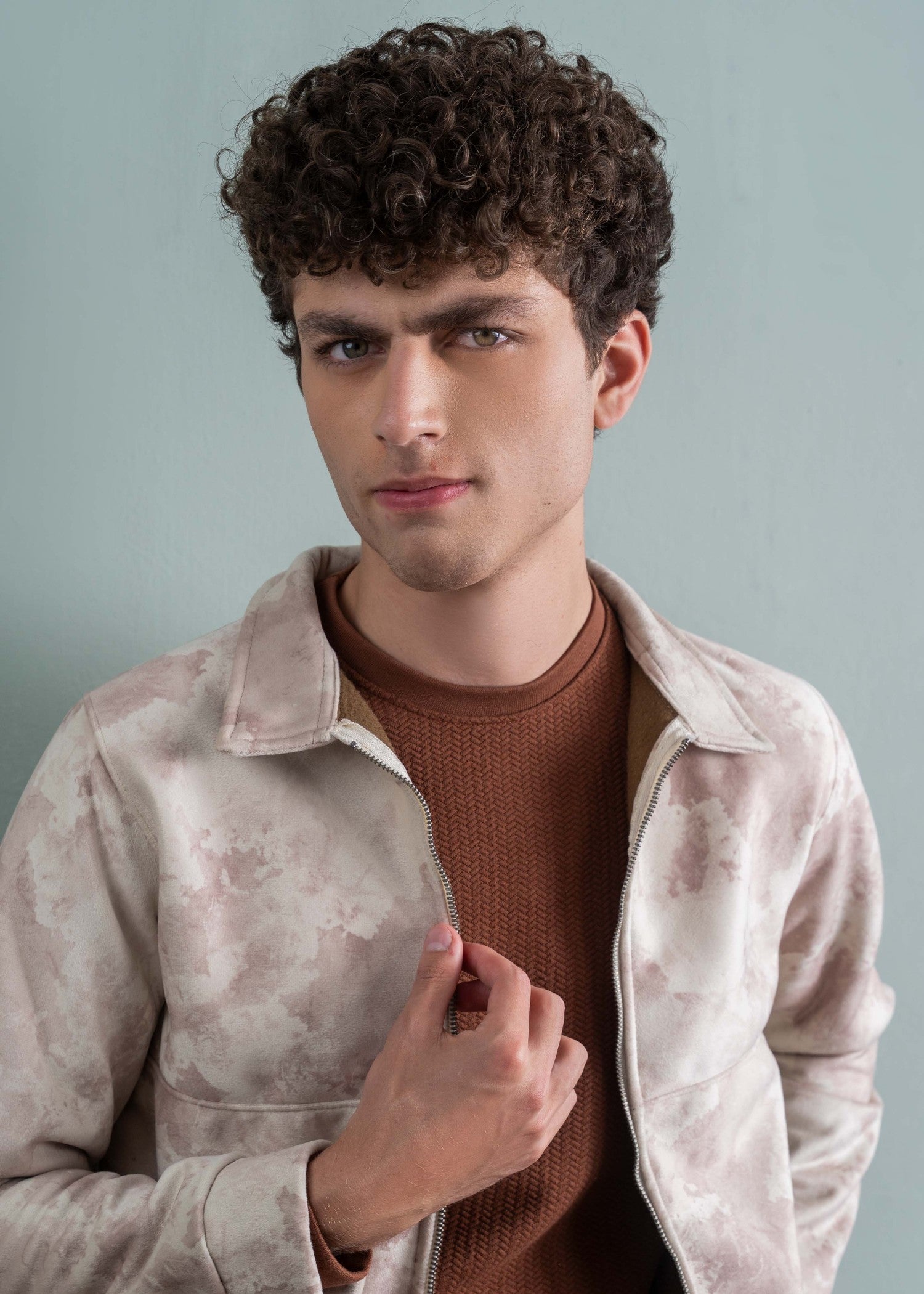 fleece Jacket in Tan brown