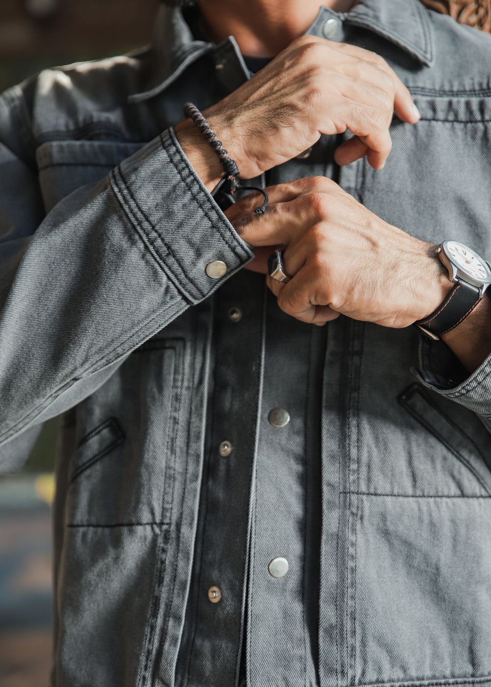 denim Jacket in Grey by 1947 Clothing